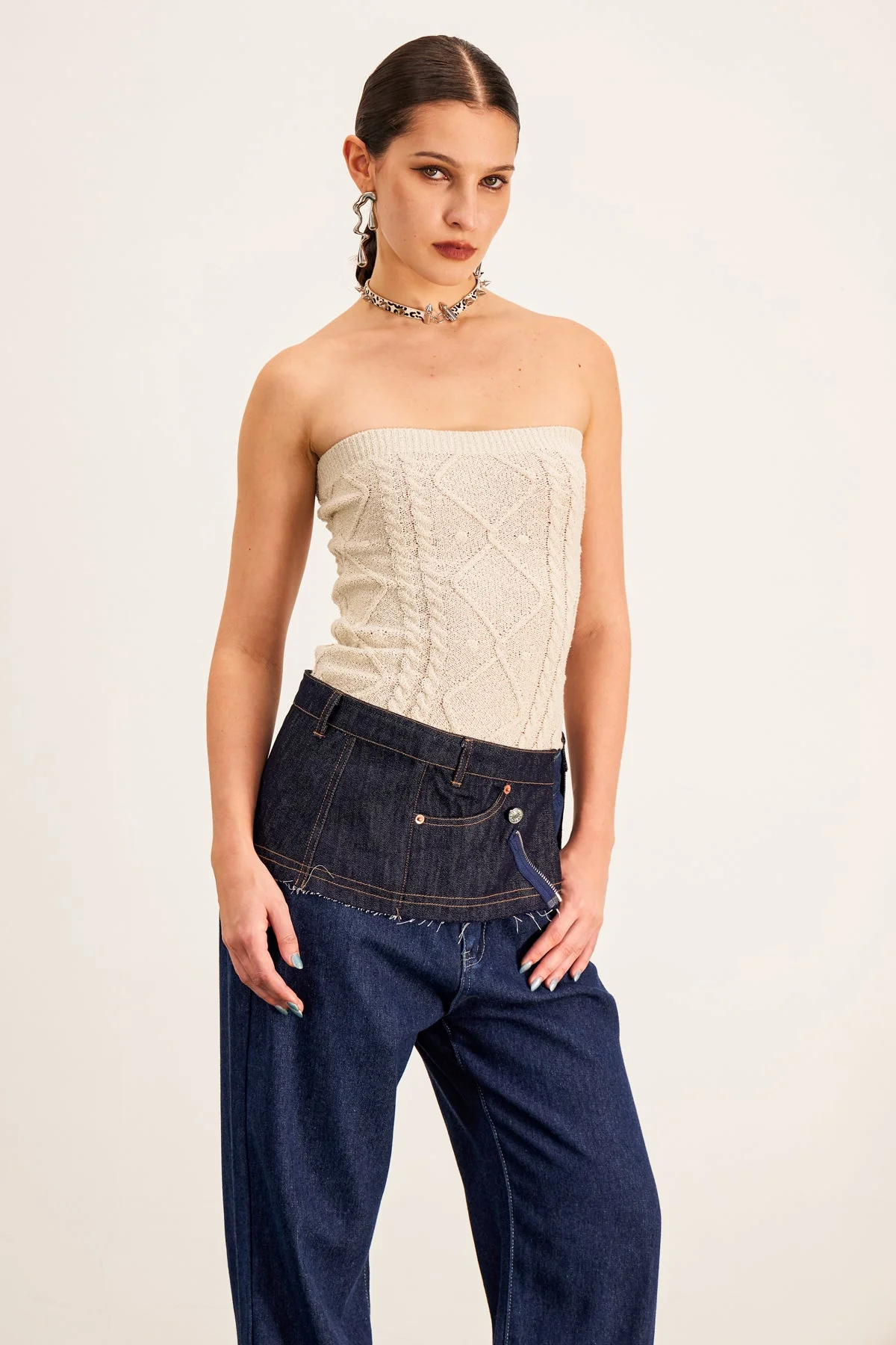 White Knit Strapless Top - Barbro Collection