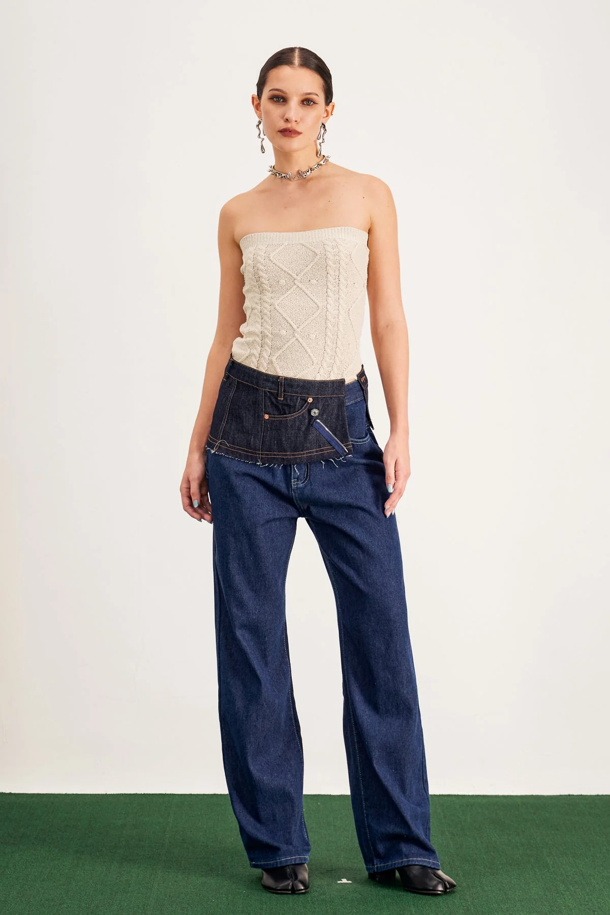 White Knit Strapless Top - Barbro Collection