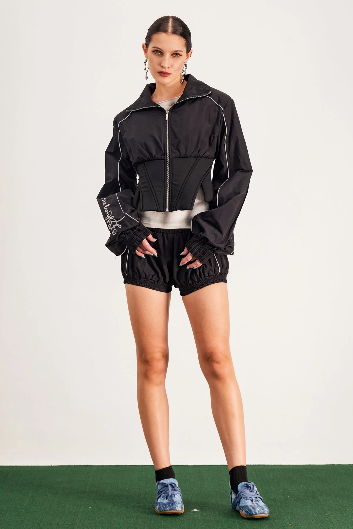 Embroidered Drawstring Pants Set - Elegant Comfort Wear