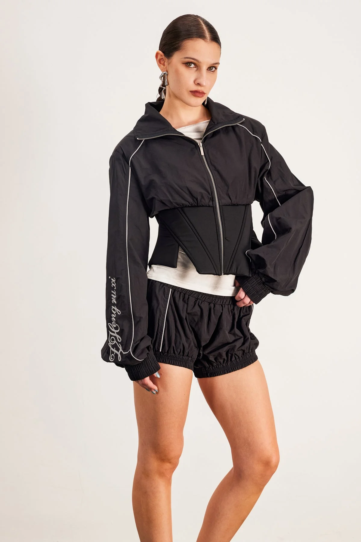 Embroidered Drawstring Pants Set - Elegant Comfort Wear