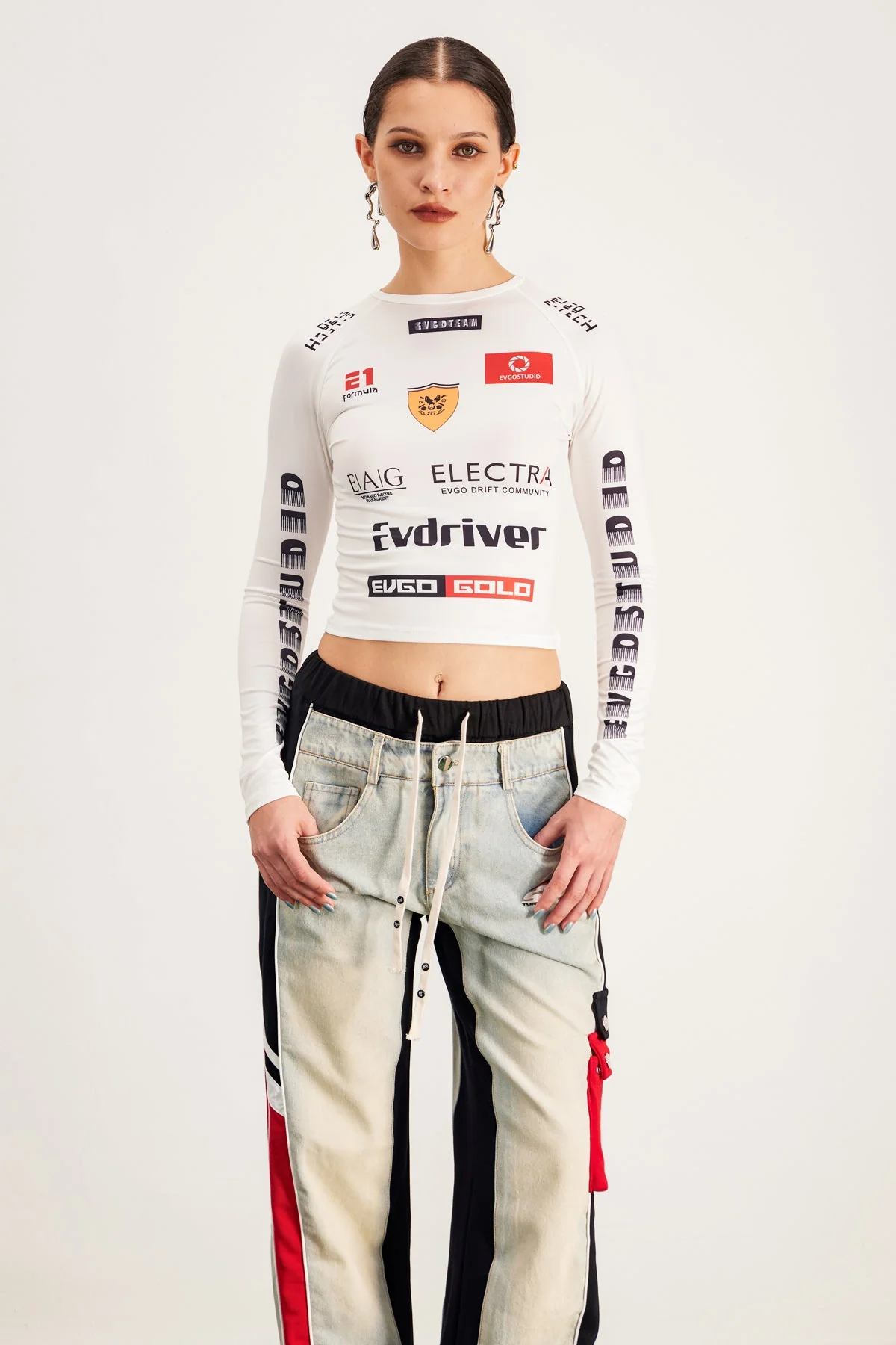 White Printed Bodycon Top - Stylish Fashion Apparel