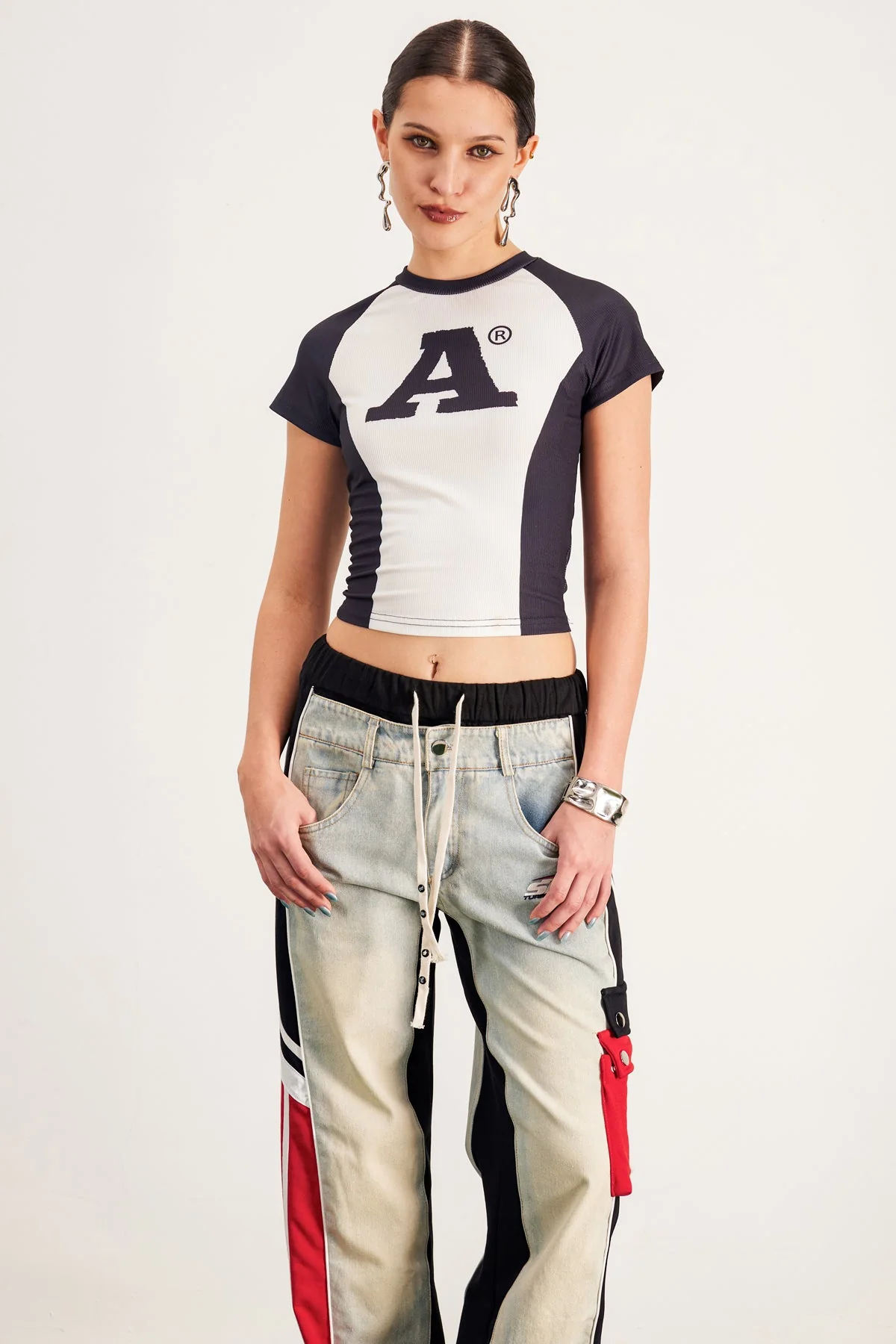 White Cotton Blend Bodycon Crop Top