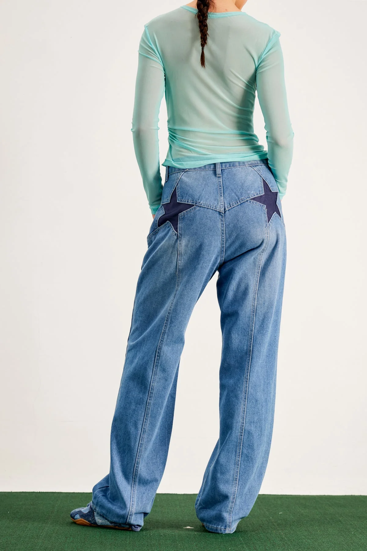 Slight Blue Wide Leg Jeans - Stylish & Comfortable Denim