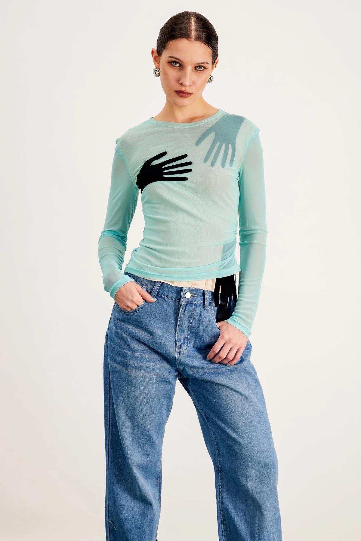 Blue Mesh Bodycon Crop Top - Stylish & Comfortable