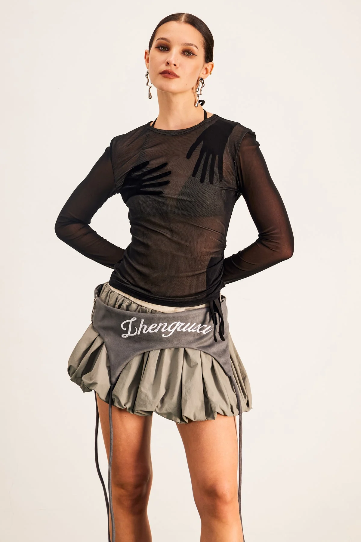 Black Mesh Bodycon Crop Top for Athleisure