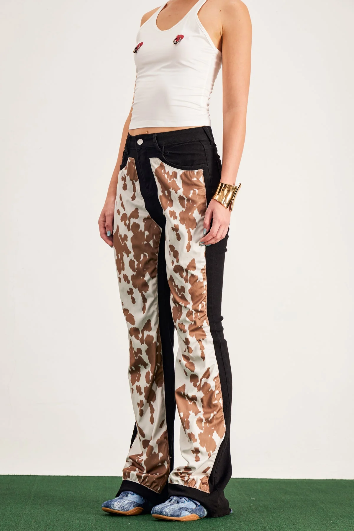 Brown Bandi Print Bootcut Jeans