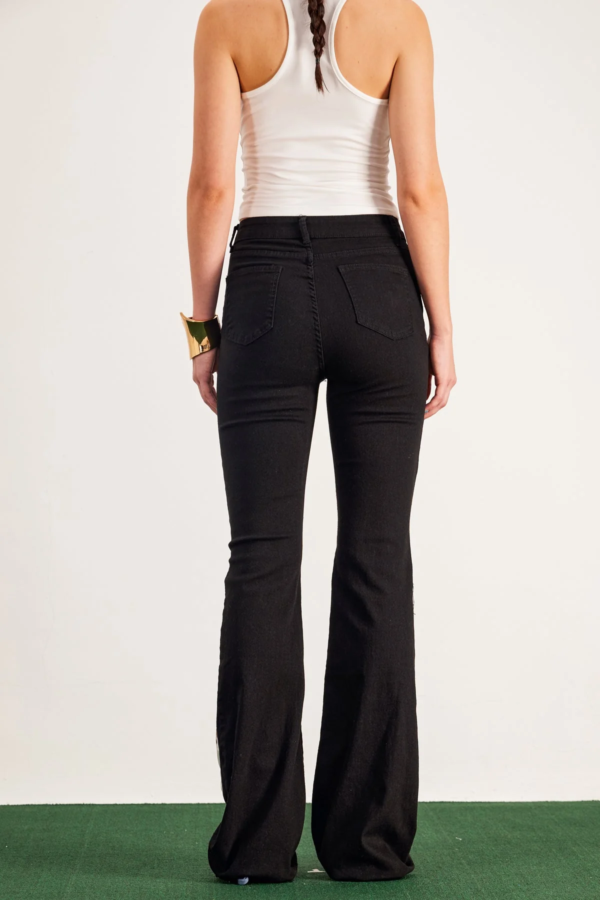 Brown Bandi Print Bootcut Jeans