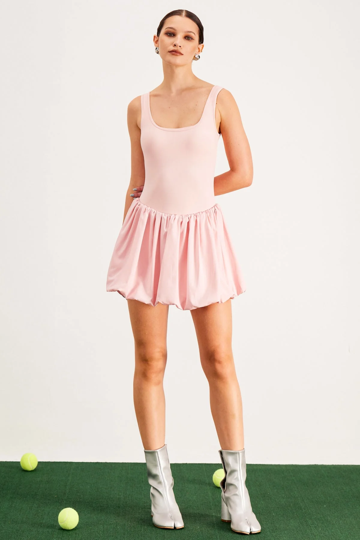 Pink Sleeveless Bodycon Puff Mini Dress - Comfort & Style