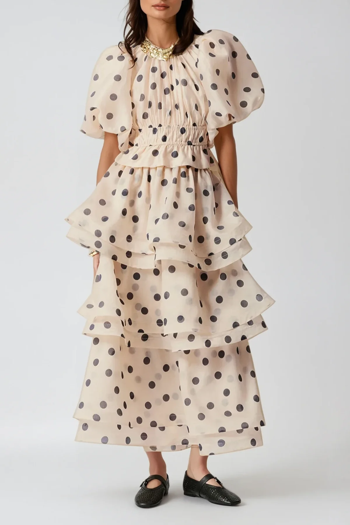 Feminine Dot Ruffle Skirt Set