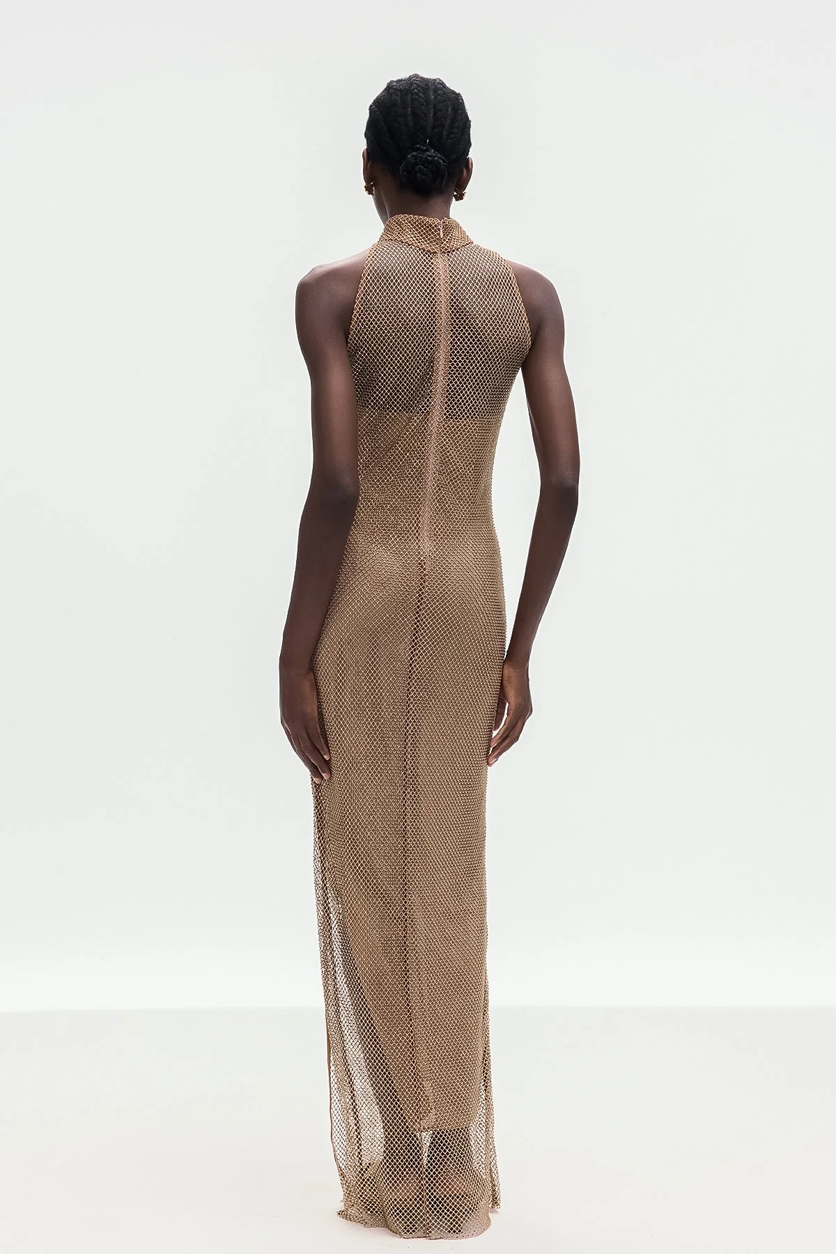 Luxurious Gold Rhinestone Qipao Dress