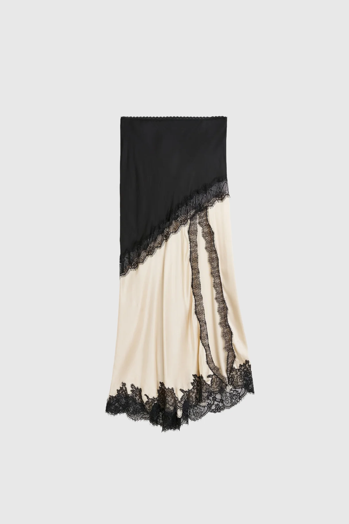 Chic Lace Satin Skirt - Elegant Black Feminine Design