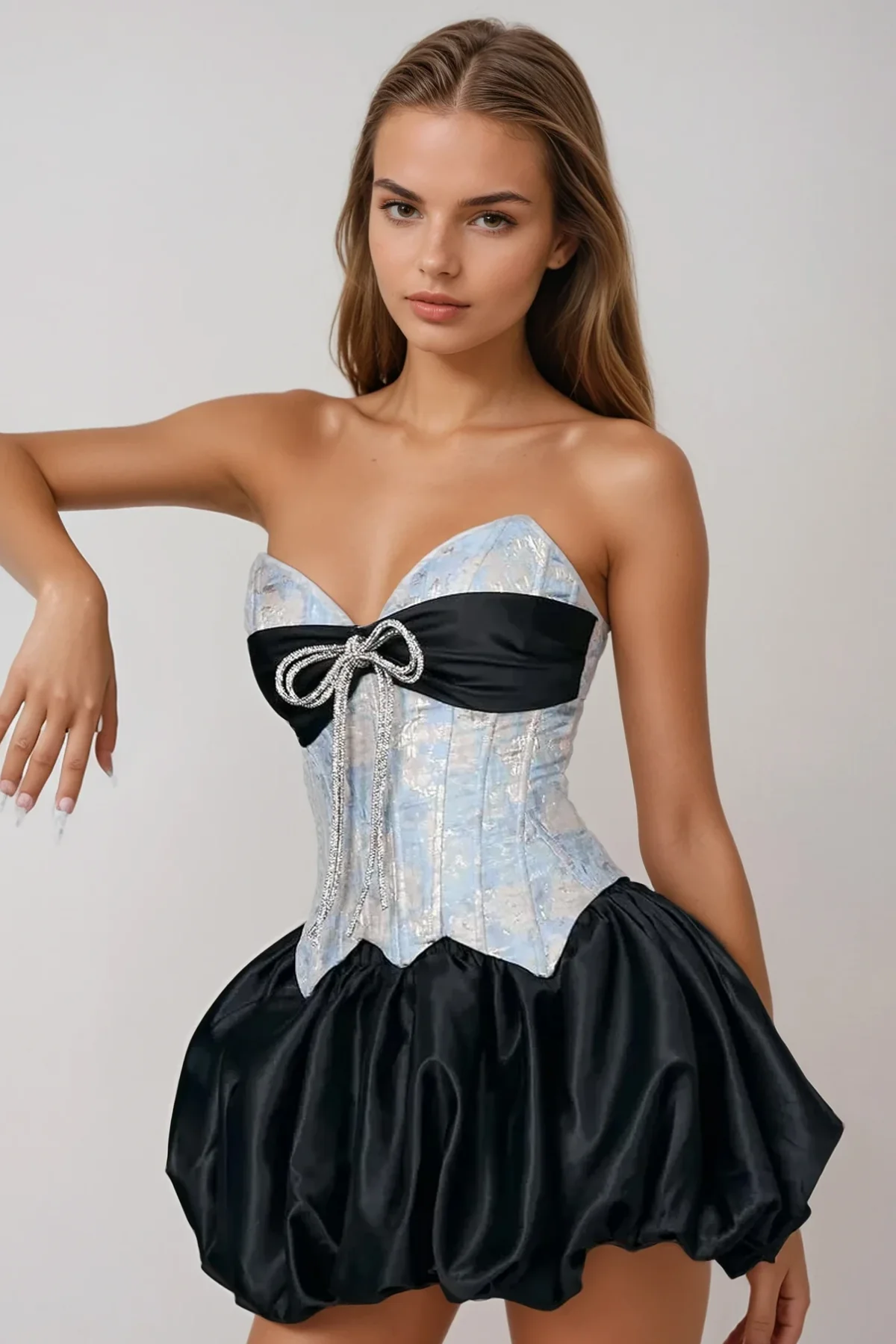 Strapless Corset Puffy Mini Dress - Chic & Comfortable Style
