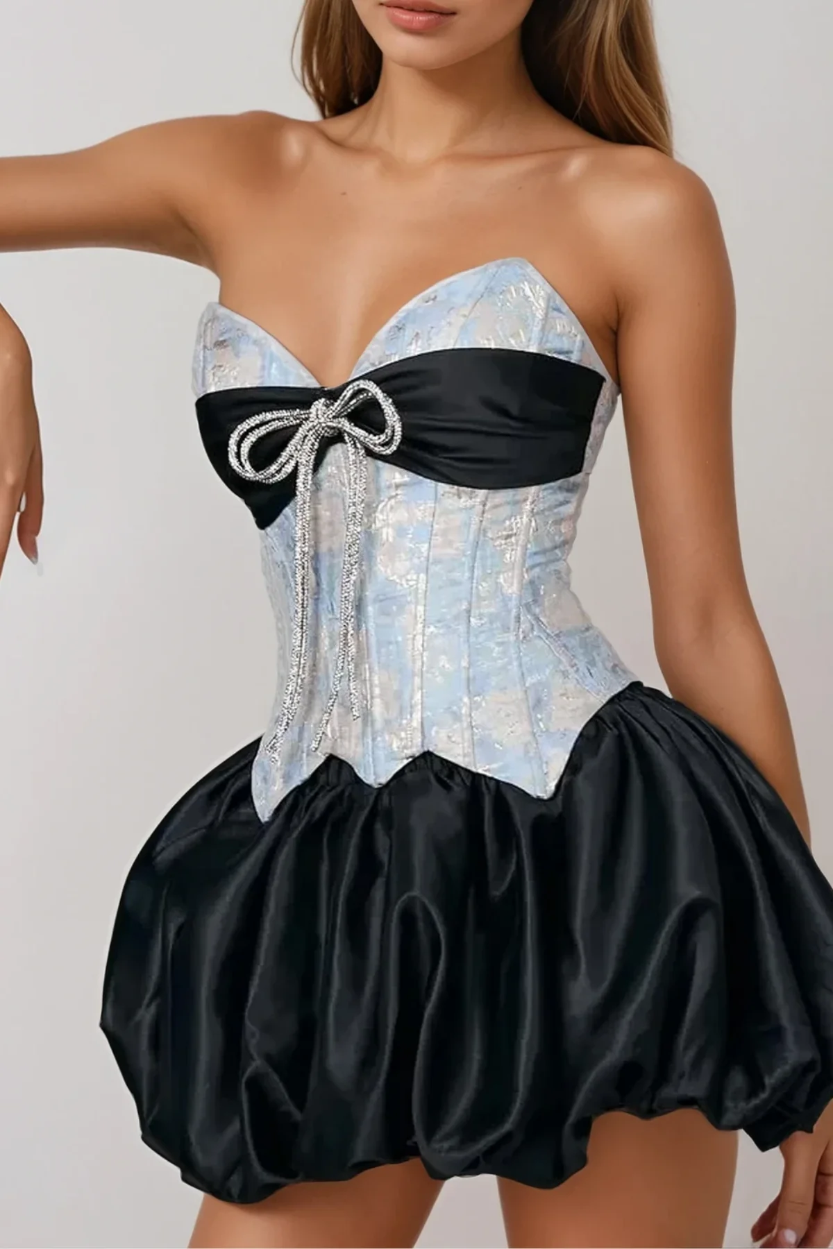Strapless Corset Puffy Mini Dress - Chic & Comfortable Style