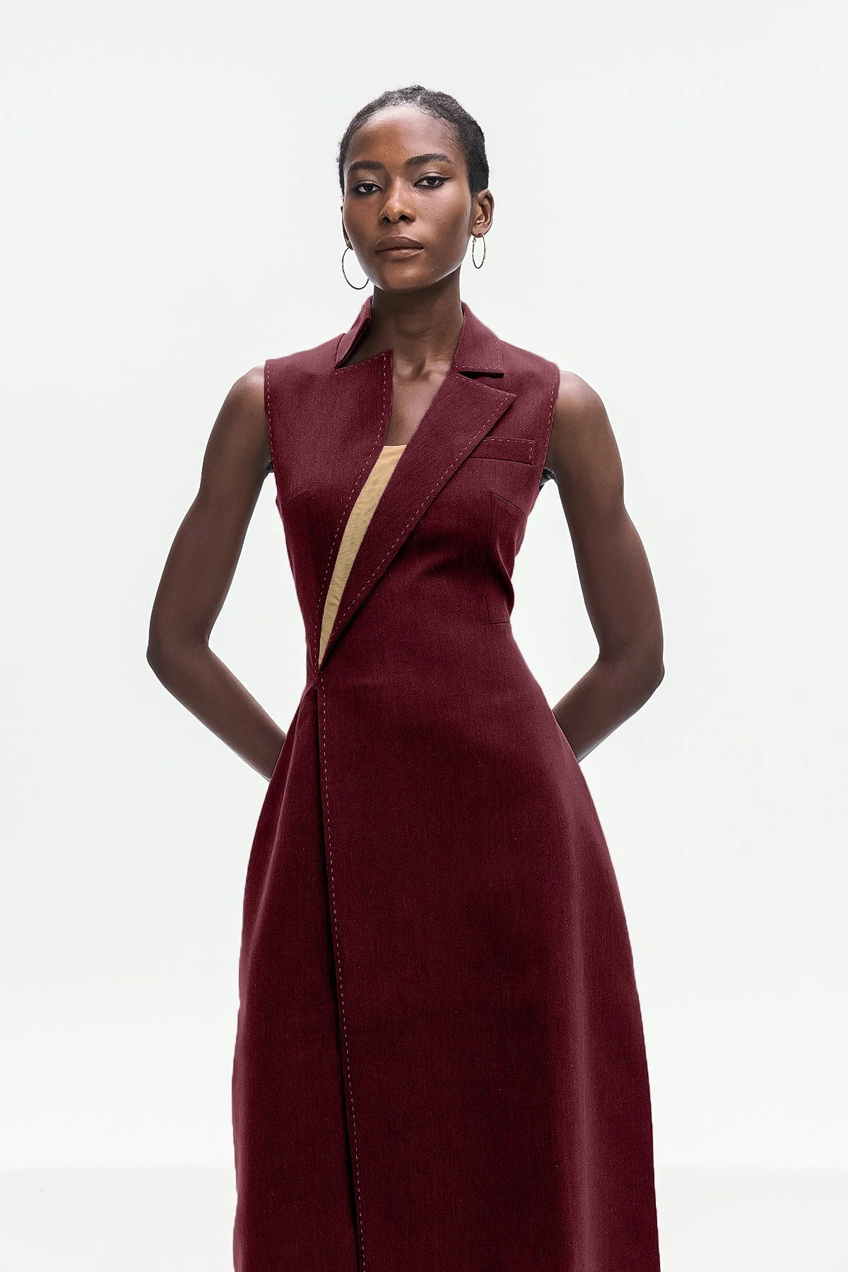 Red Asymmetric Split Sleeveless Maxi Dress - Elegant Style