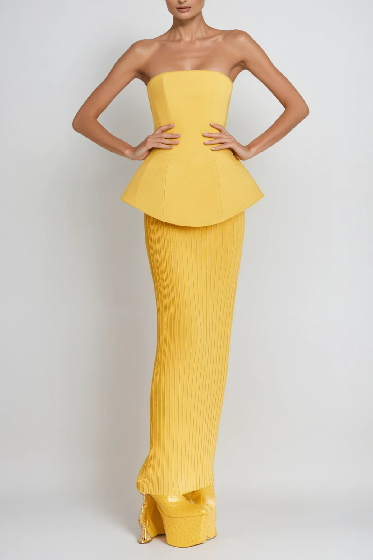 Lemon Strapless Maxi Skirt Set - Elegant Summer Style
