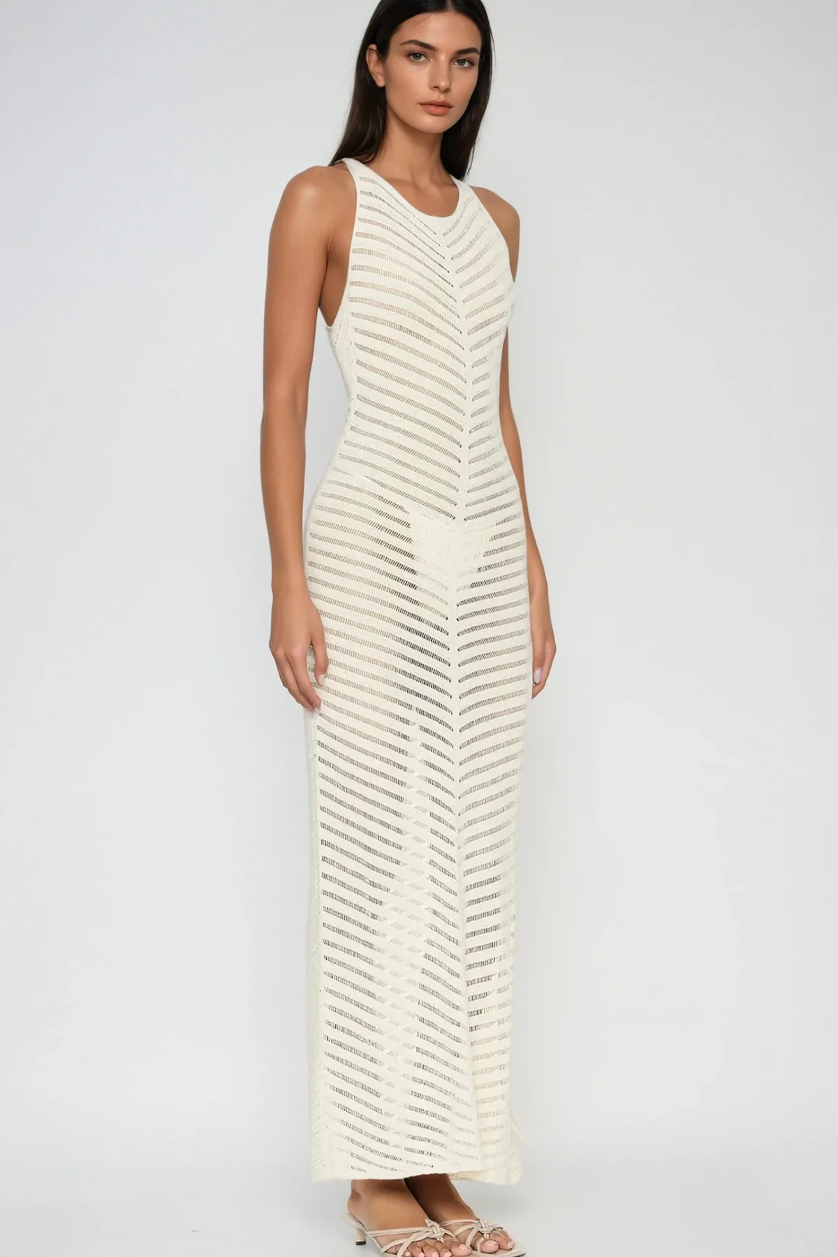 White Cutout Backless Maxi Dress - Elegant & Stylish Design