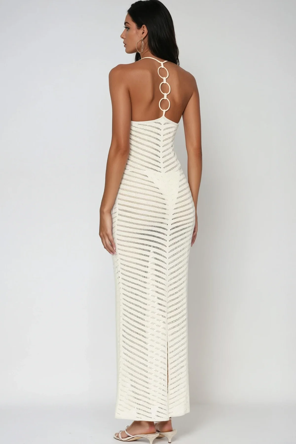 White Cutout Backless Maxi Dress - Elegant & Stylish Design