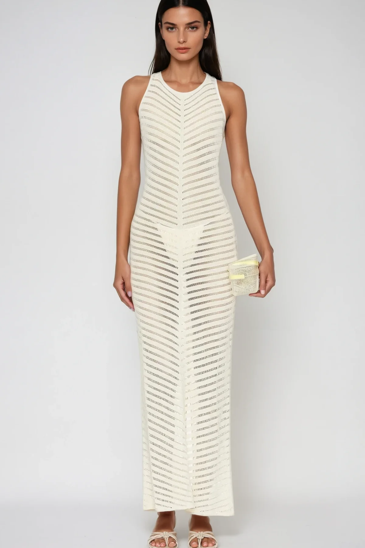 White Cutout Backless Maxi Dress - Elegant & Stylish Design