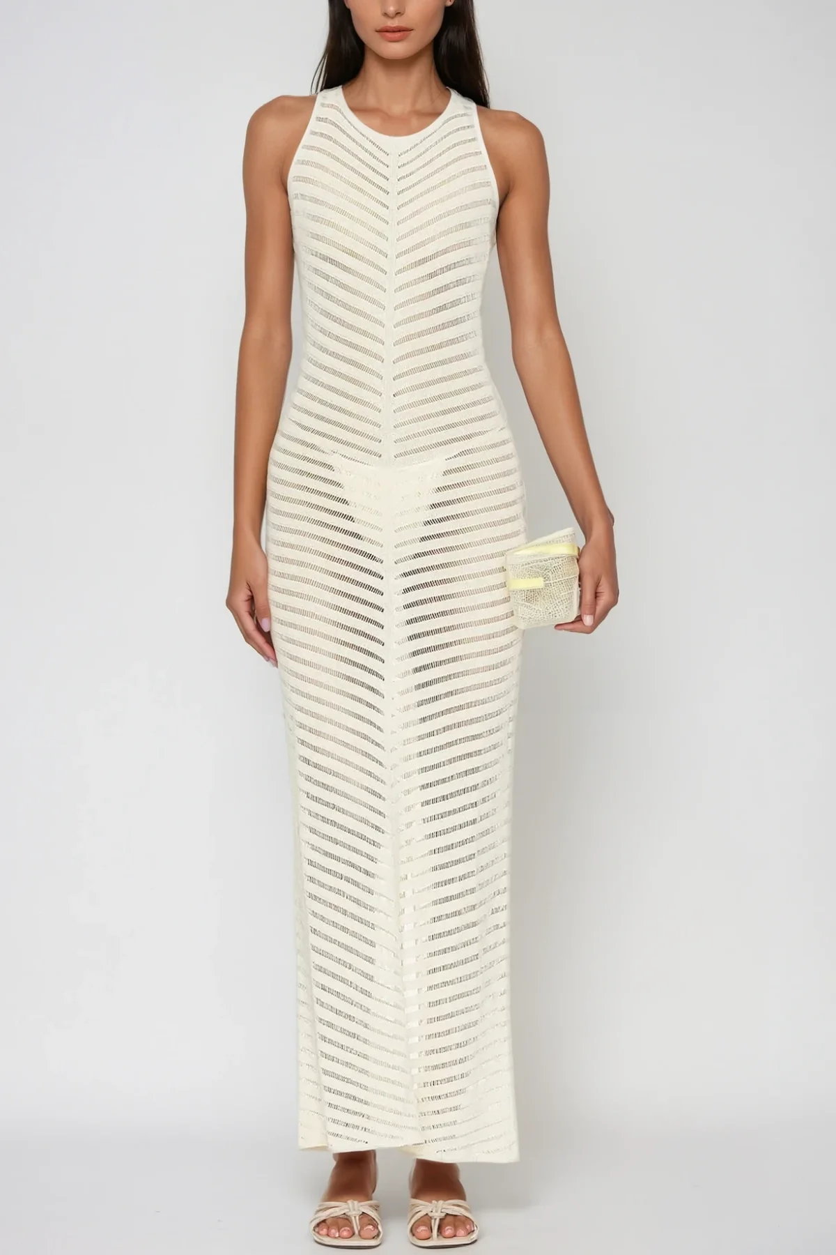 White Cutout Backless Maxi Dress - Elegant & Stylish Design