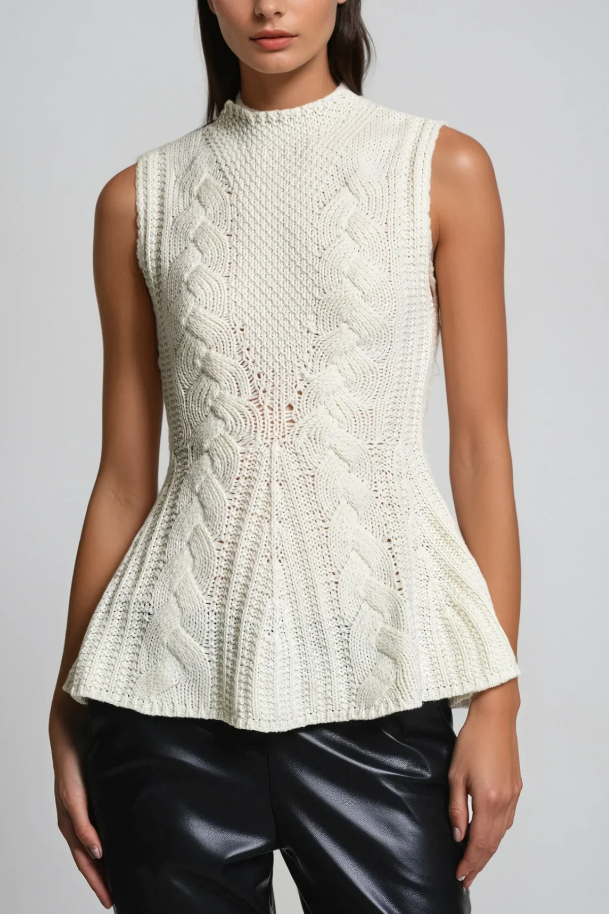 Cream Cable Knit Sleeveless Top - Comfort & Style