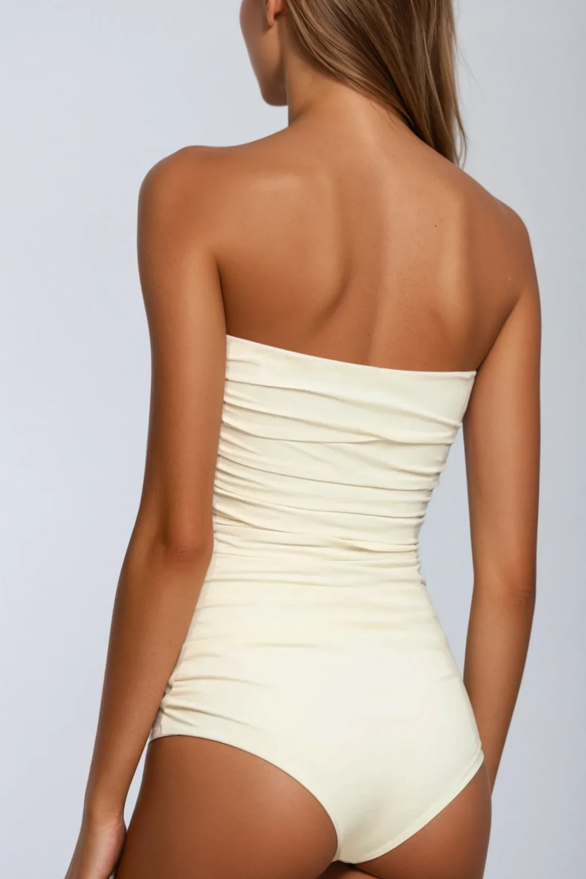 Floral Ruched One Piece Swimsuit in Cream | Stylish Beachwear