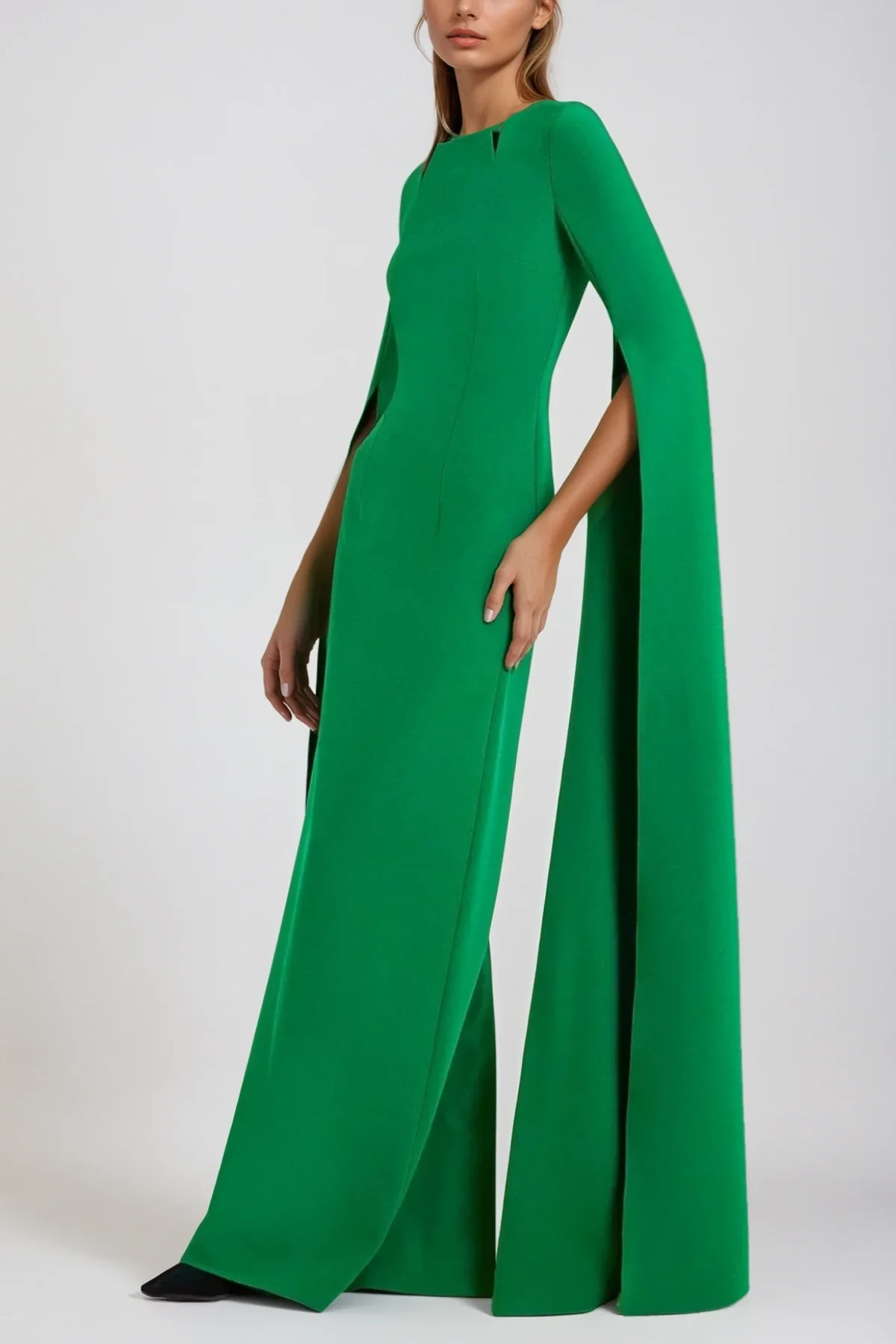 Green Shawl Split Maxi Dress | Lightweight Flattering Design