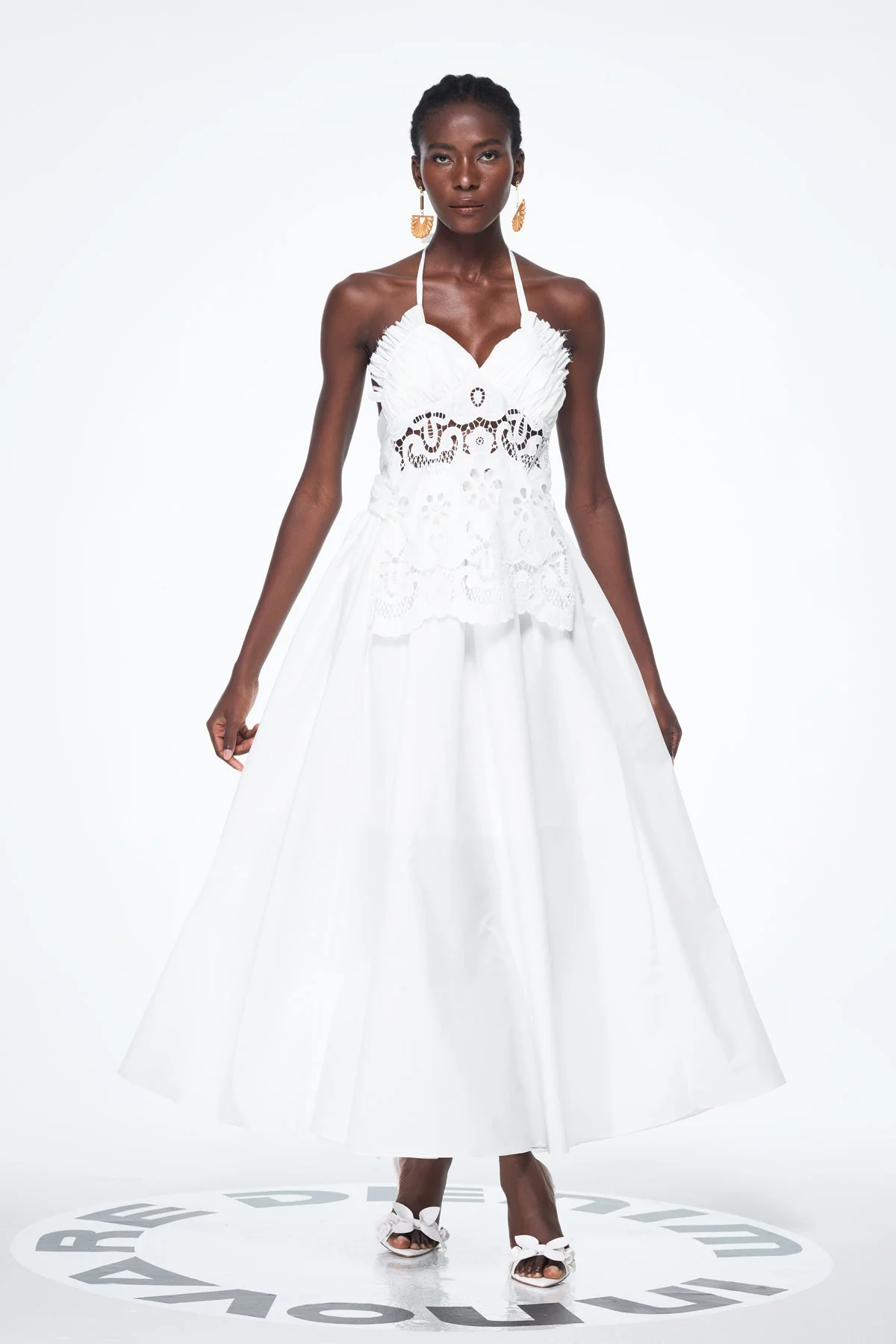 White Lace Up Cutout Maxi Dress