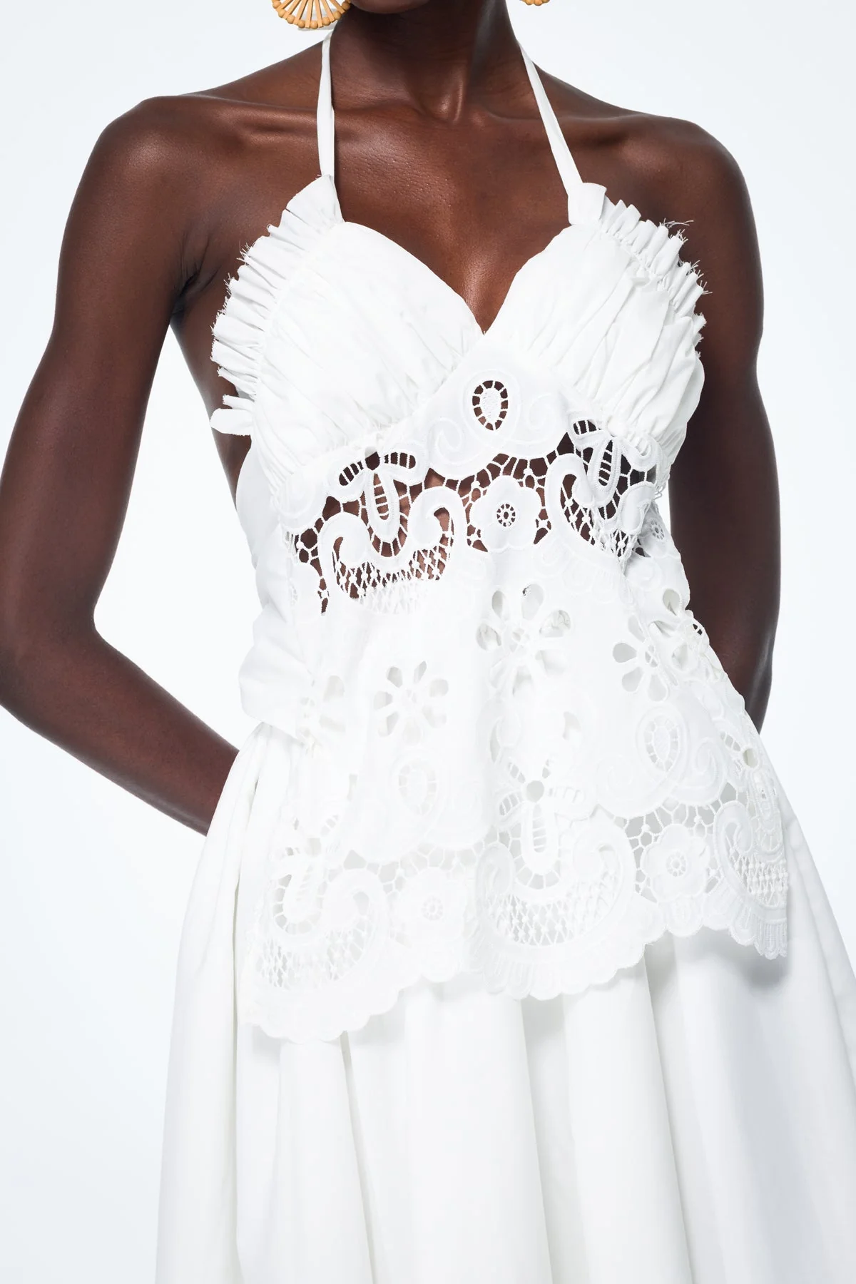 White Lace Up Cutout Maxi Dress