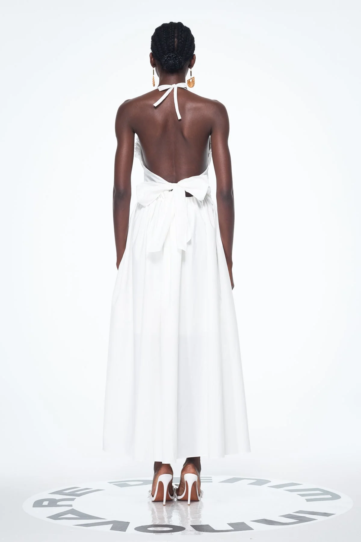 White Lace Up Cutout Maxi Dress