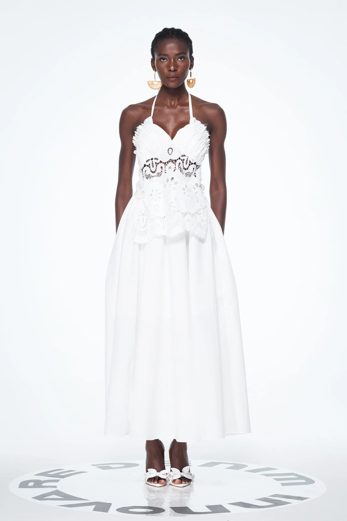 White Lace Up Cutout Maxi Dress