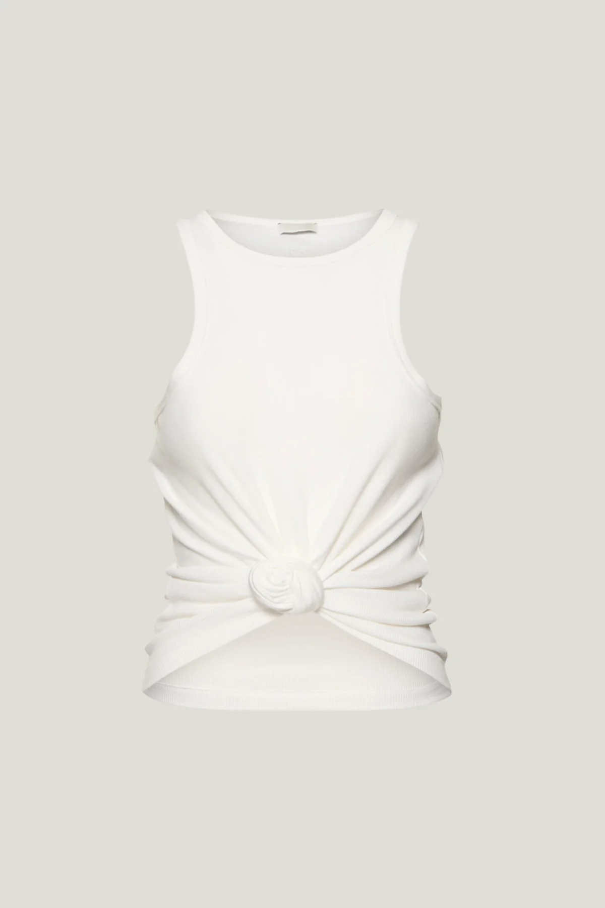 White Twist Sleeveless Knit Top - Elegant Comfort Wear