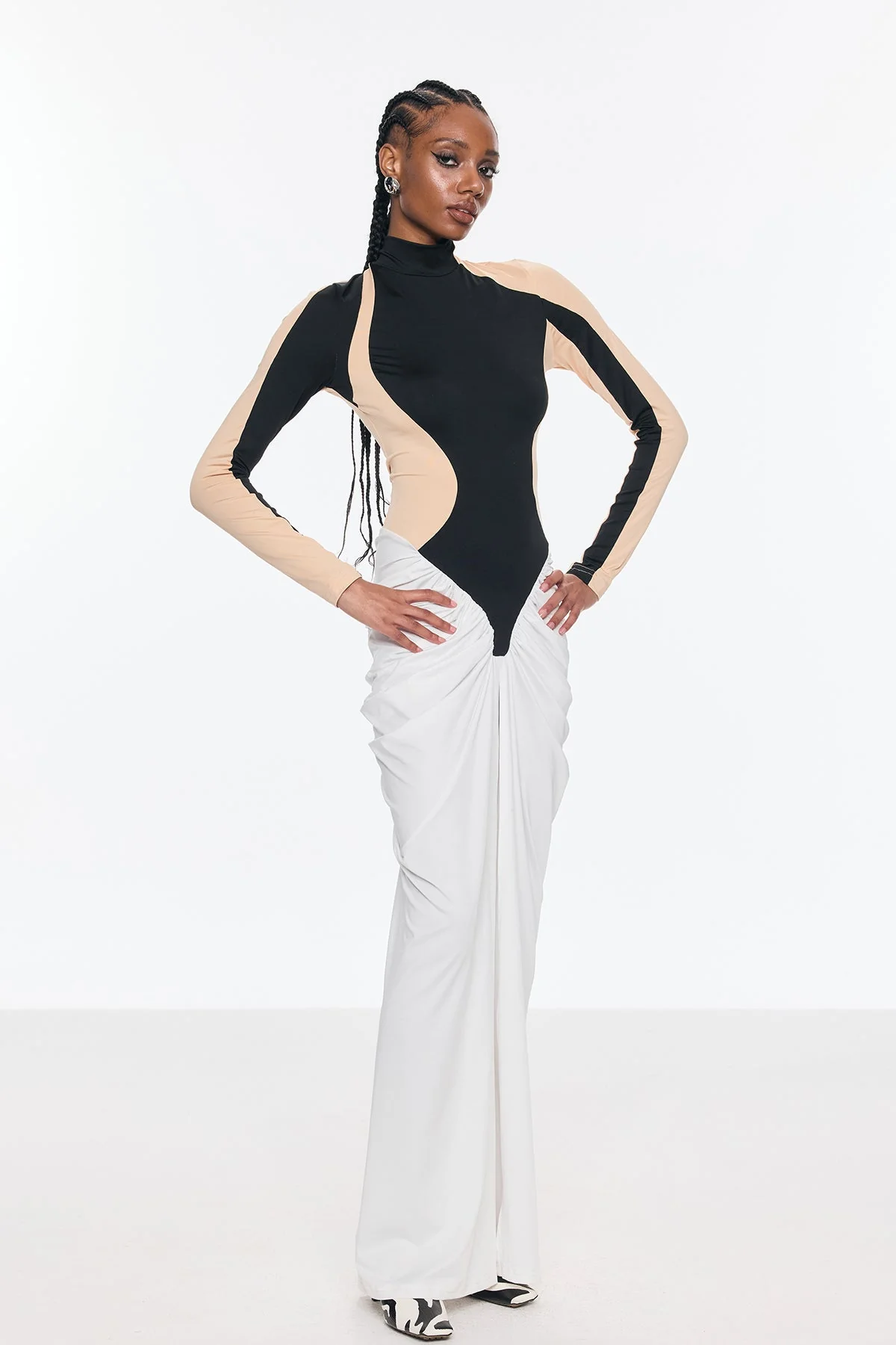 Chic Black Mesh Split Maxi Dress