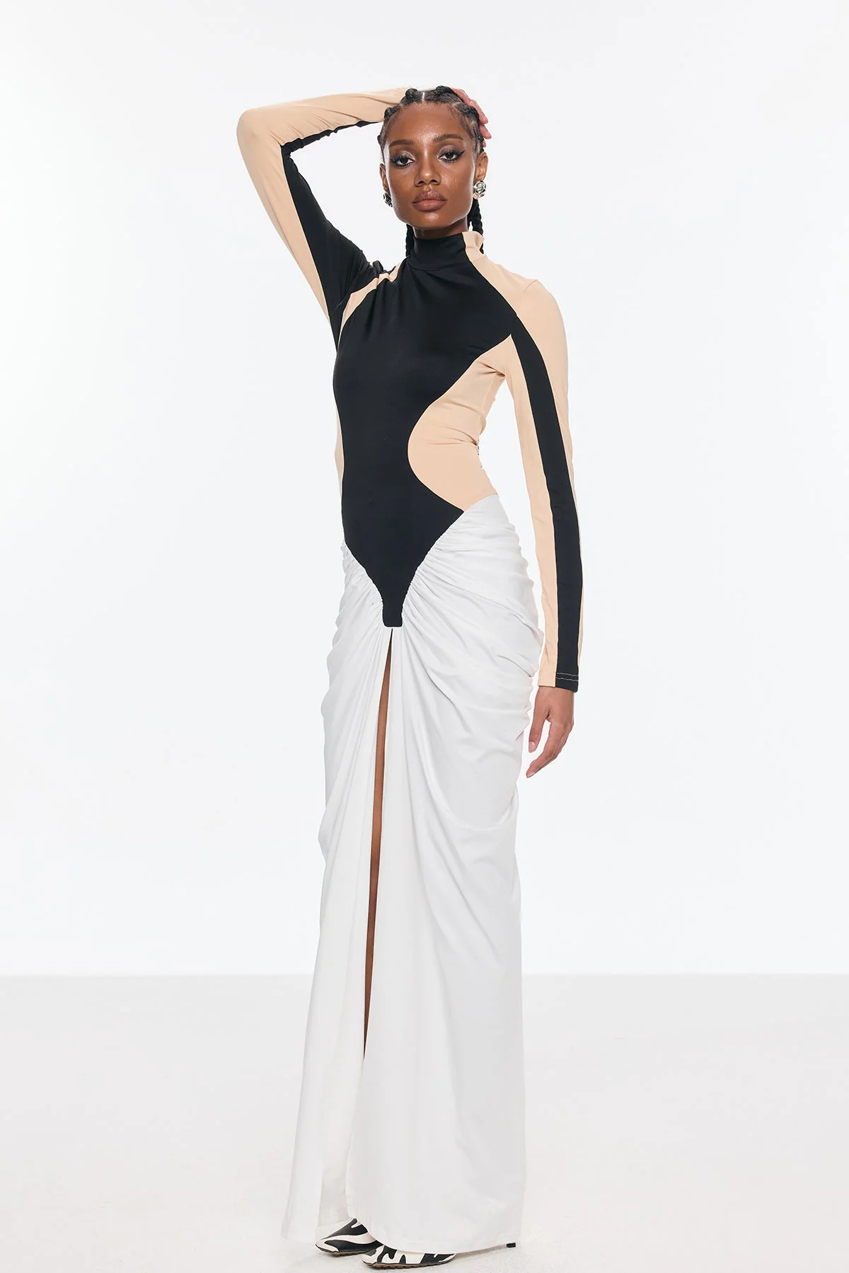 Chic Black Mesh Split Maxi Dress