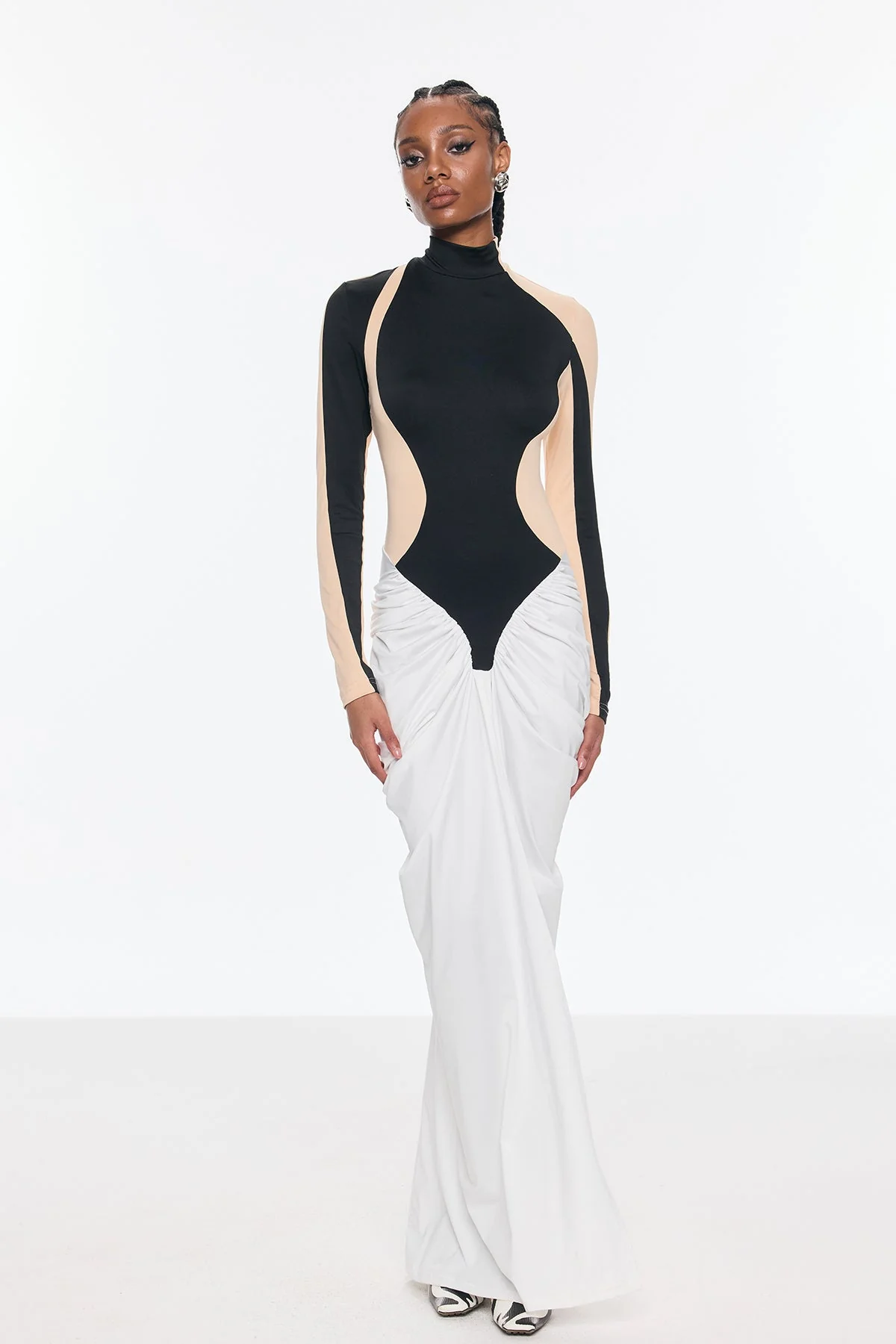 Chic Black Mesh Split Maxi Dress