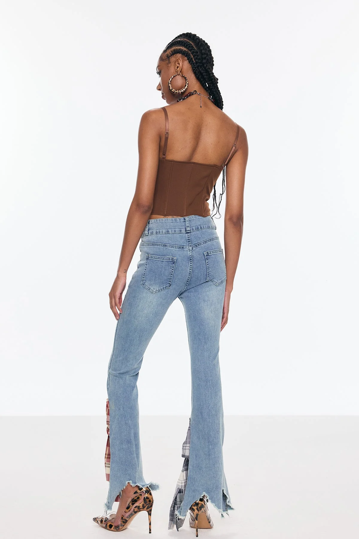 Brown Corset Lace Spaghetti Bodycon Top for Women