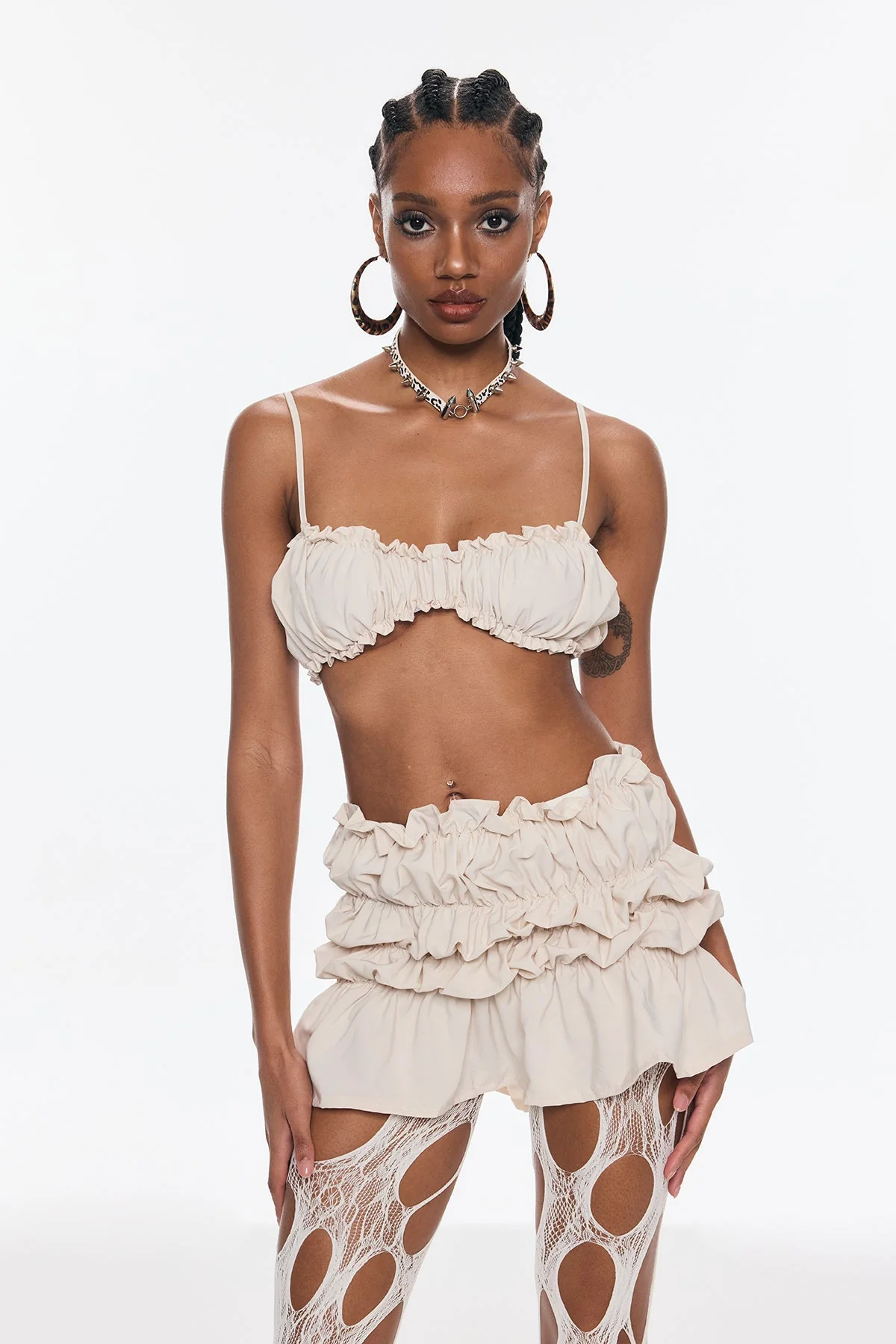 Apricot Ruffle Spaghetti Set - Comfort & Style