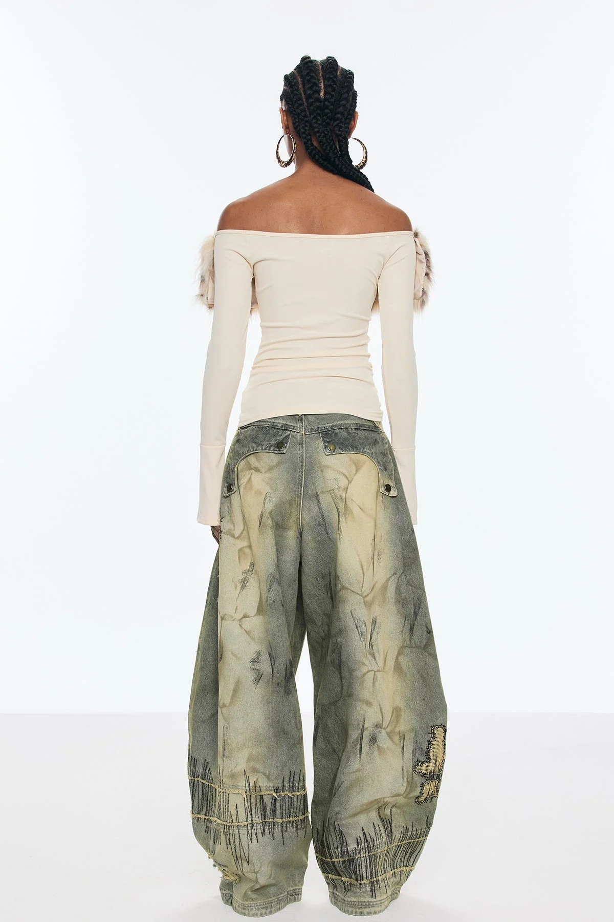 Benek Off Shoulder Leopard Faux Fur Top