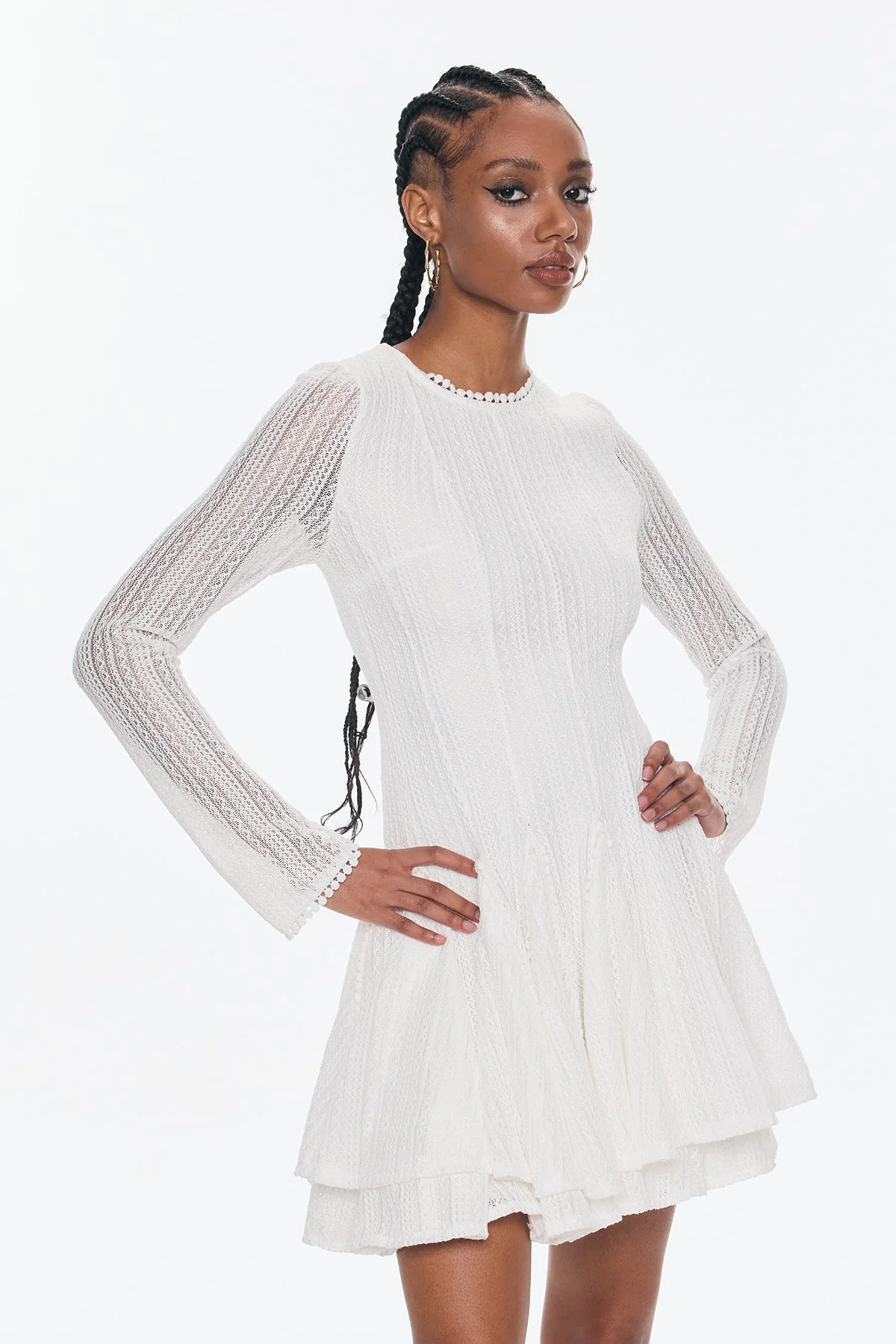 White Cutout Ruffle Mini Dress - Elegant & Stylish