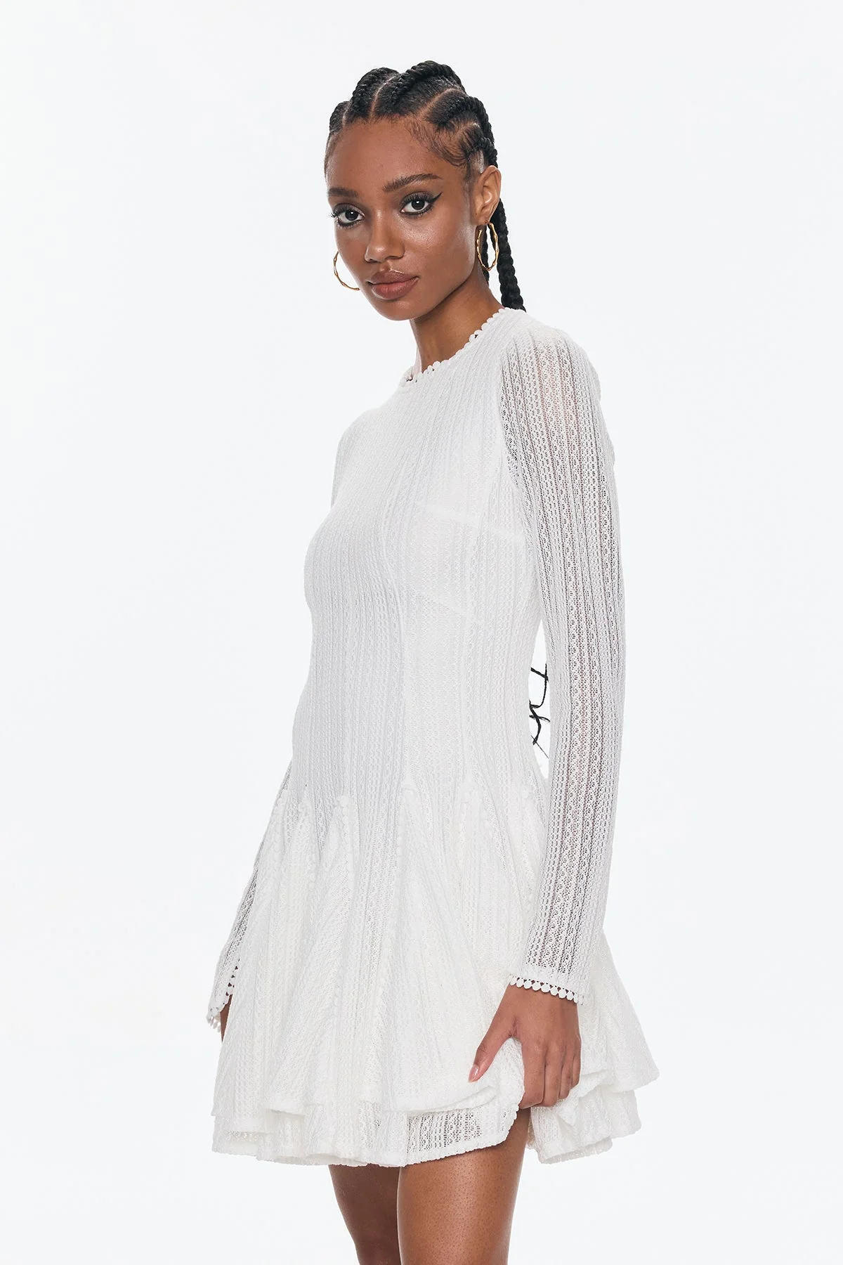 White Cutout Ruffle Mini Dress - Elegant & Stylish