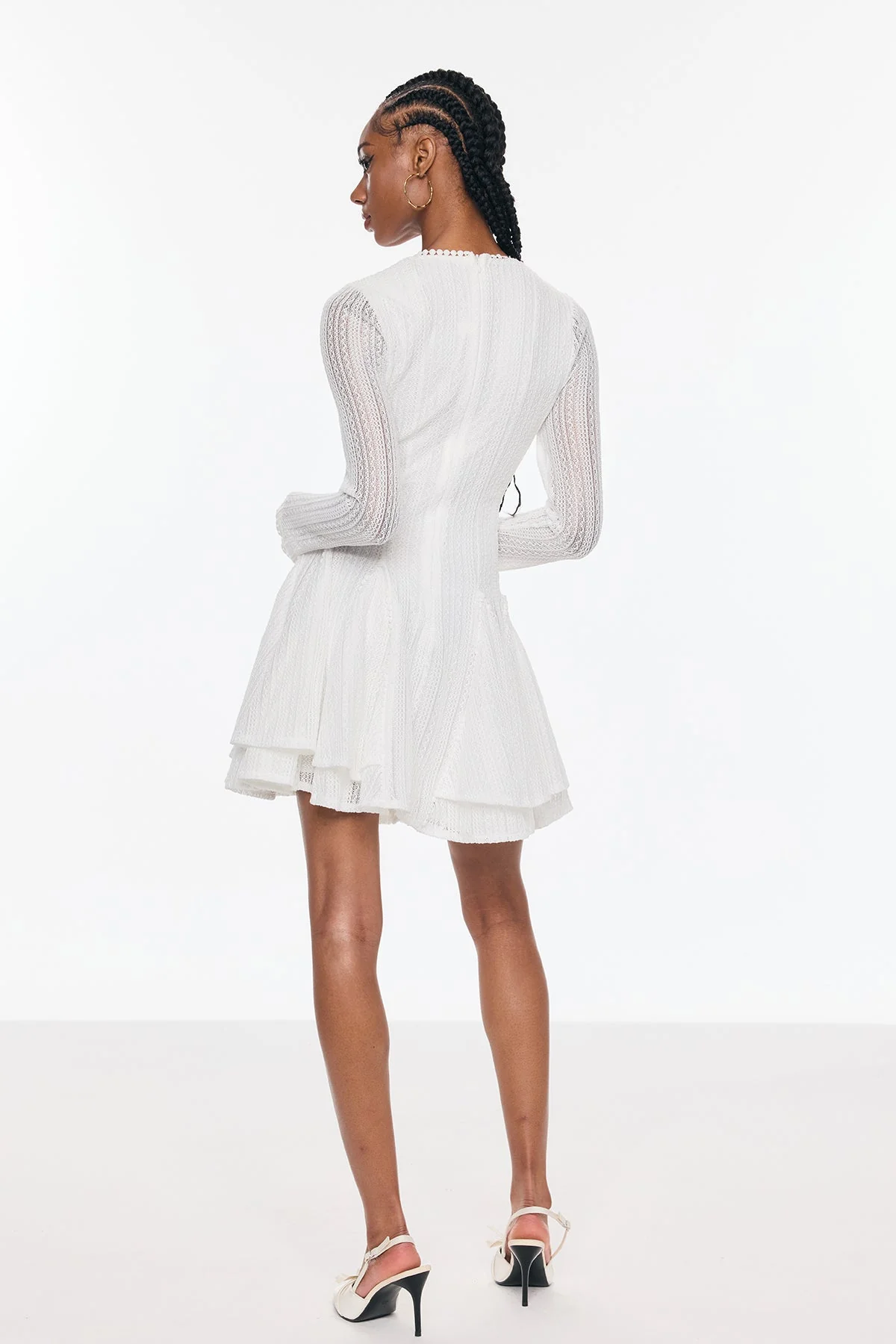 White Cutout Ruffle Mini Dress - Elegant & Stylish