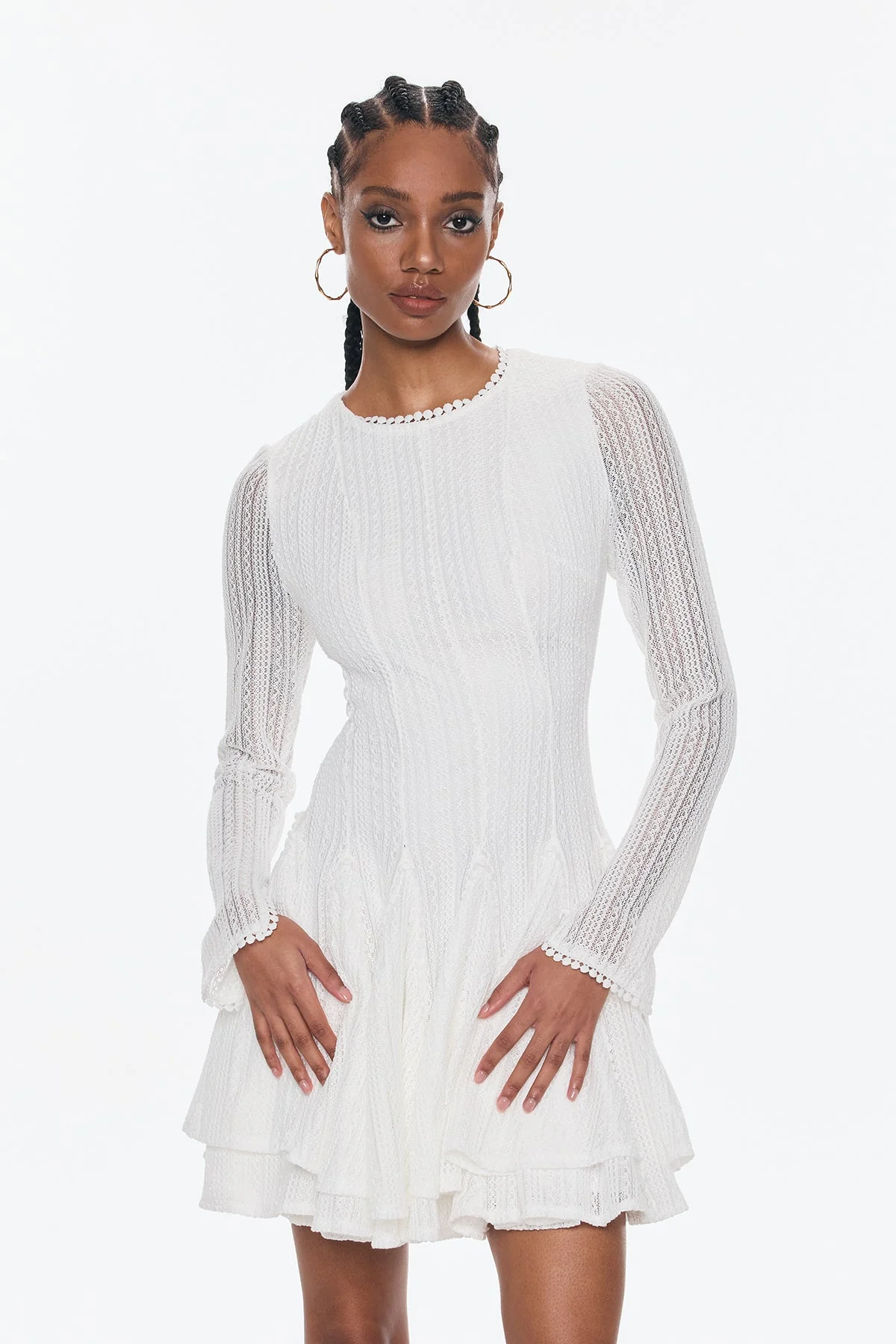 White Cutout Ruffle Mini Dress - Elegant & Stylish