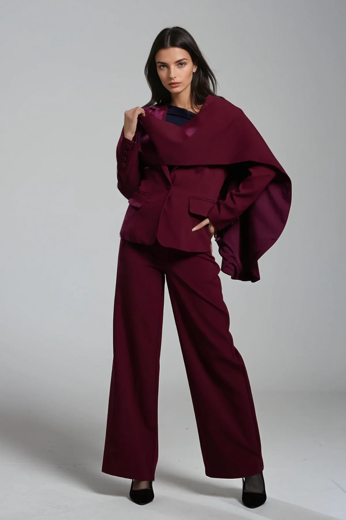 Red Shawl Collar Blazer - Chic Office Essential