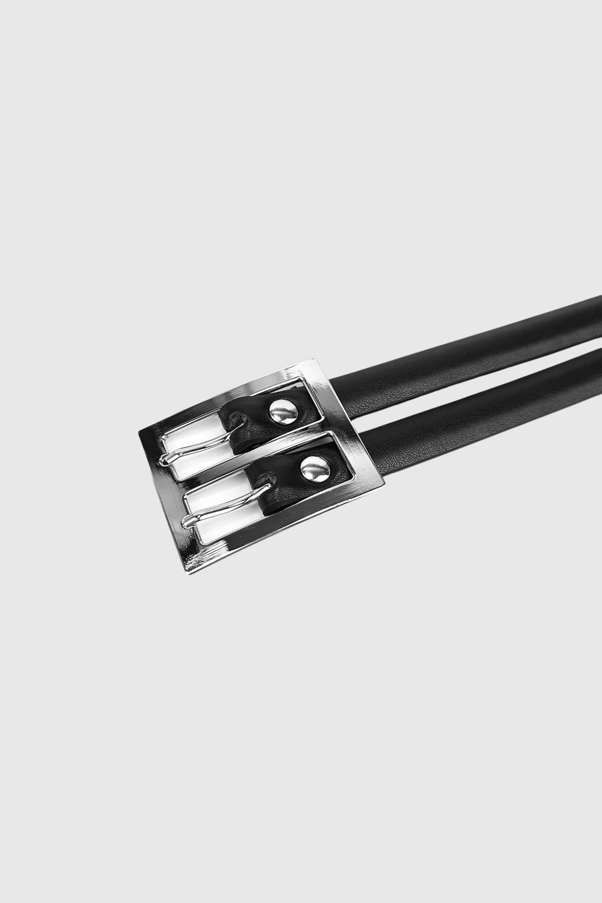 Sophisticated Black Deconstruct Double Buckle Belt