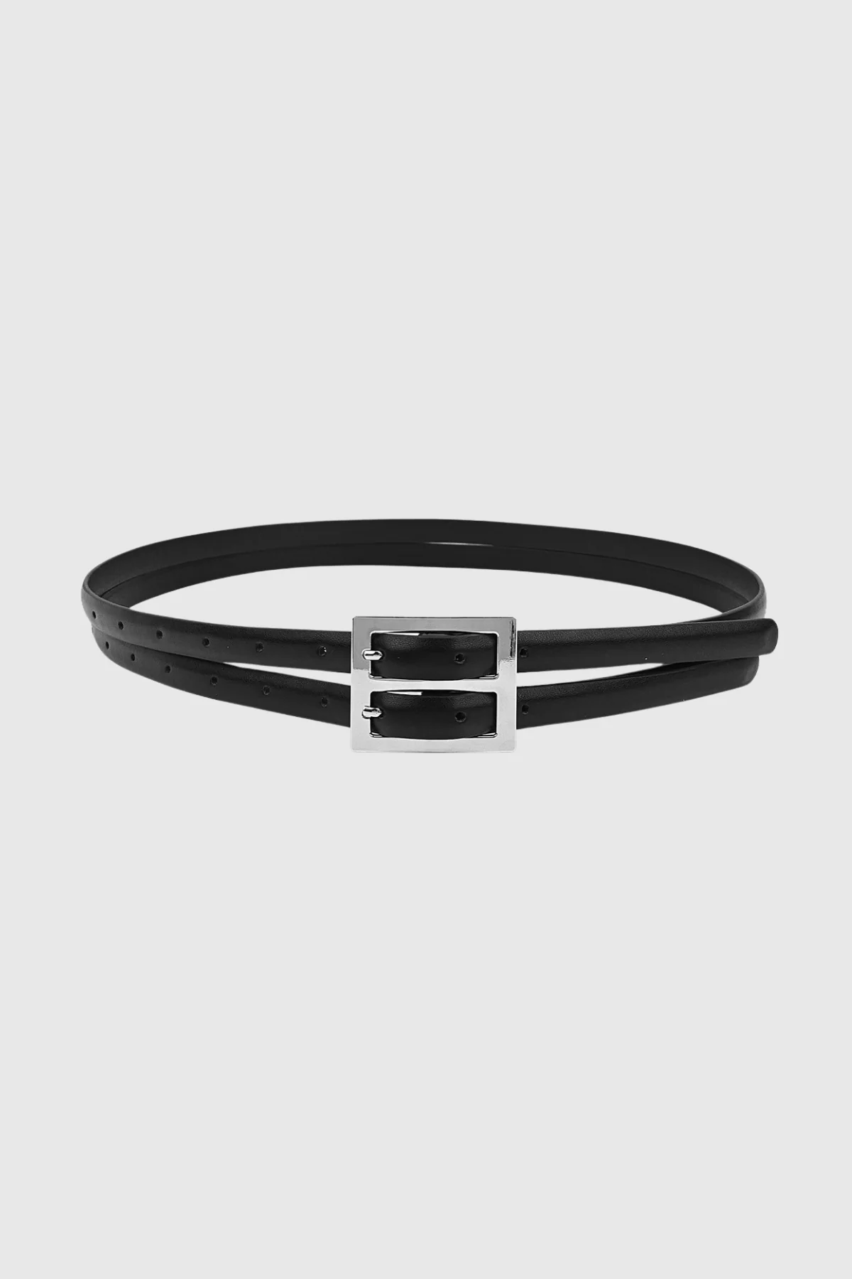 Sophisticated Black Deconstruct Double Buckle Belt