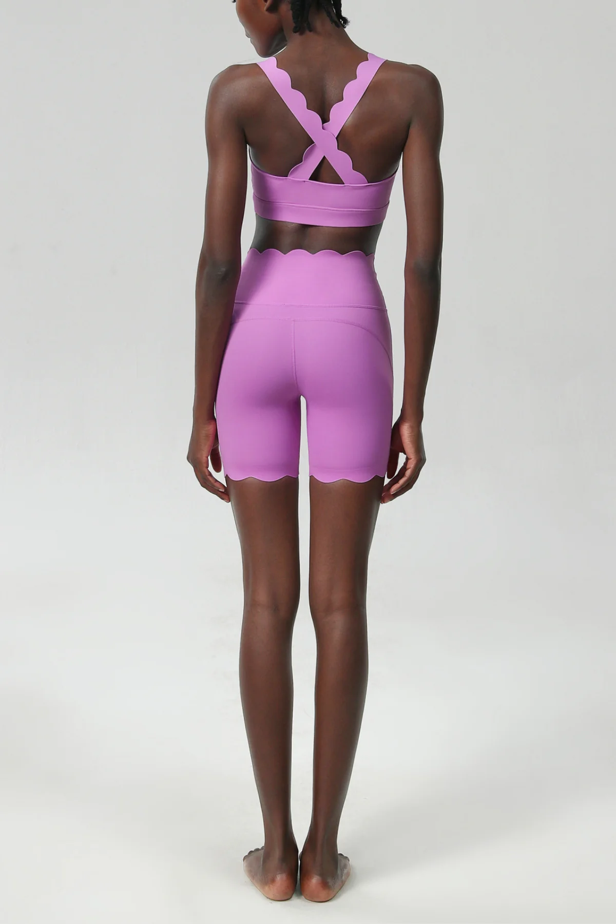 Slight Pink Cross Wave Bodycon Pants Set