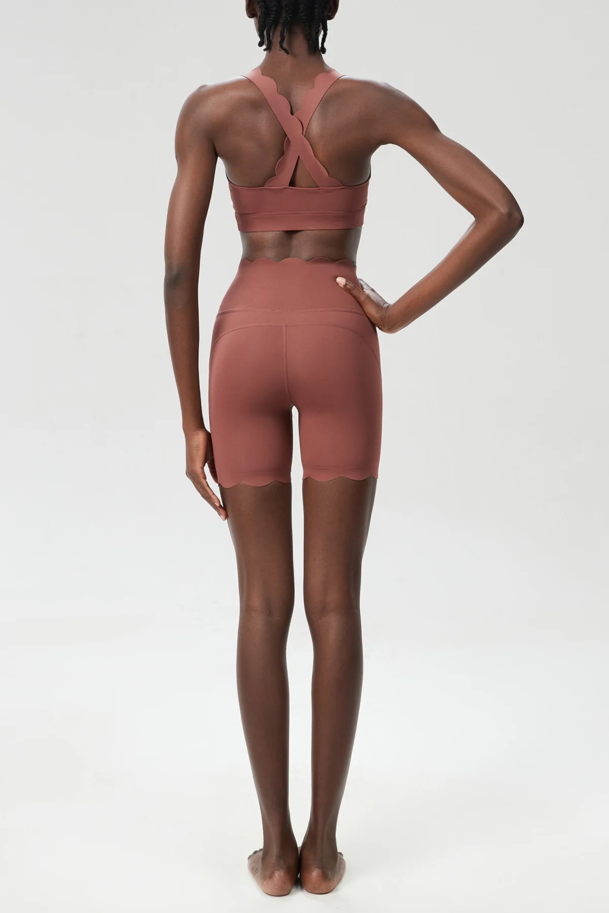 Khaki Cross Wave Bodycon Pants Set for Women