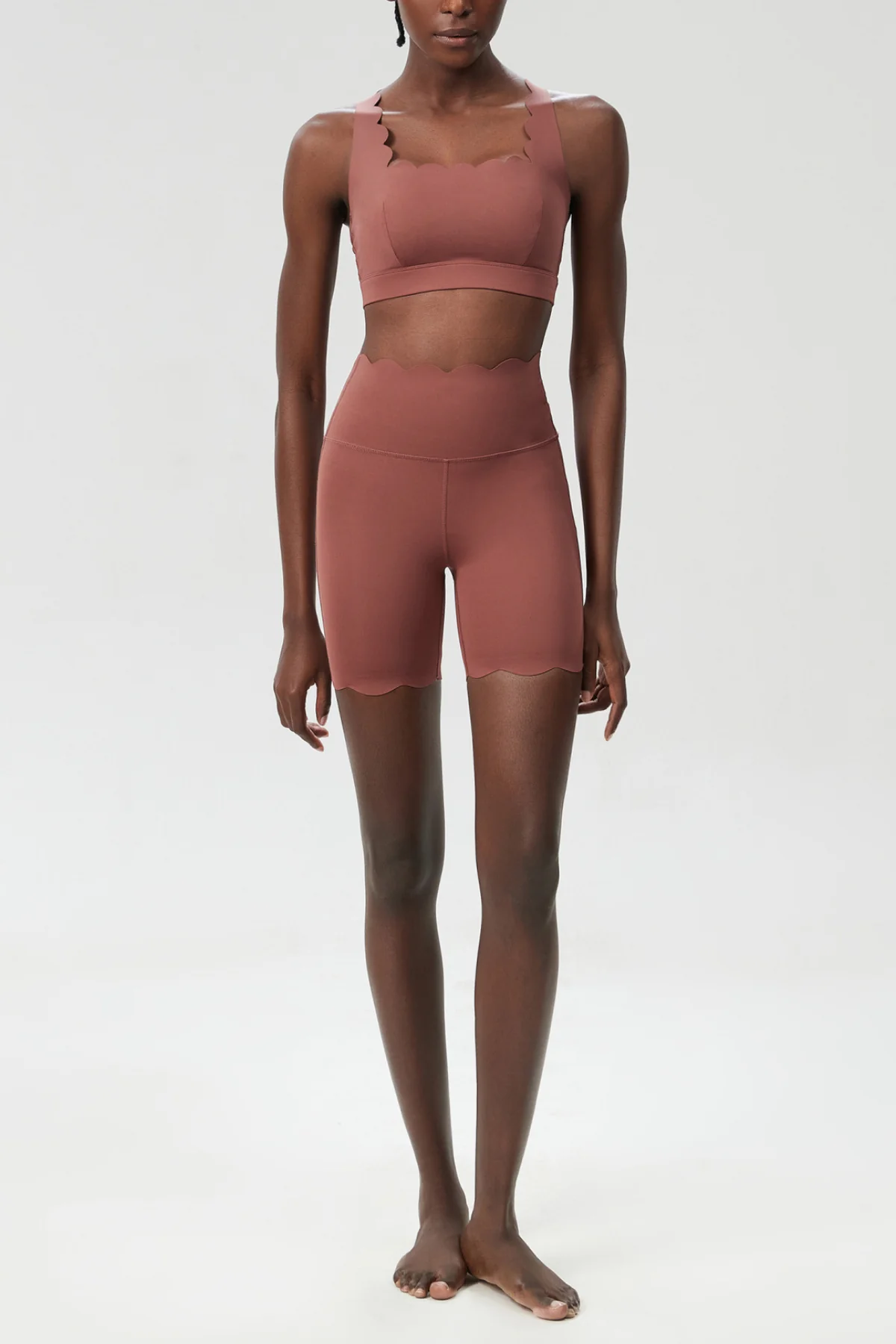 Khaki Cross Wave Bodycon Pants Set for Women