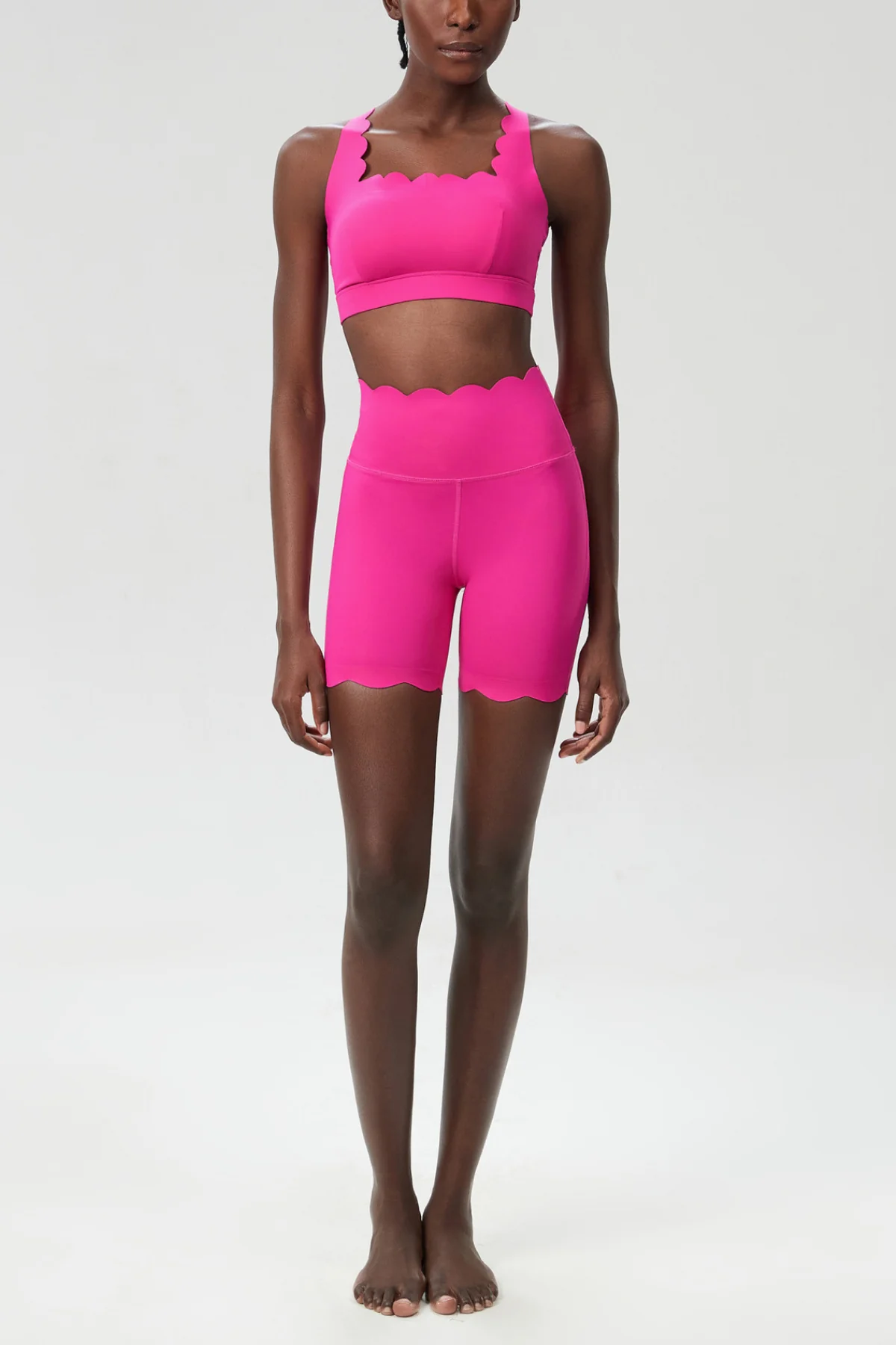 Hot Pink Cross Wave Bodycon Pants Set