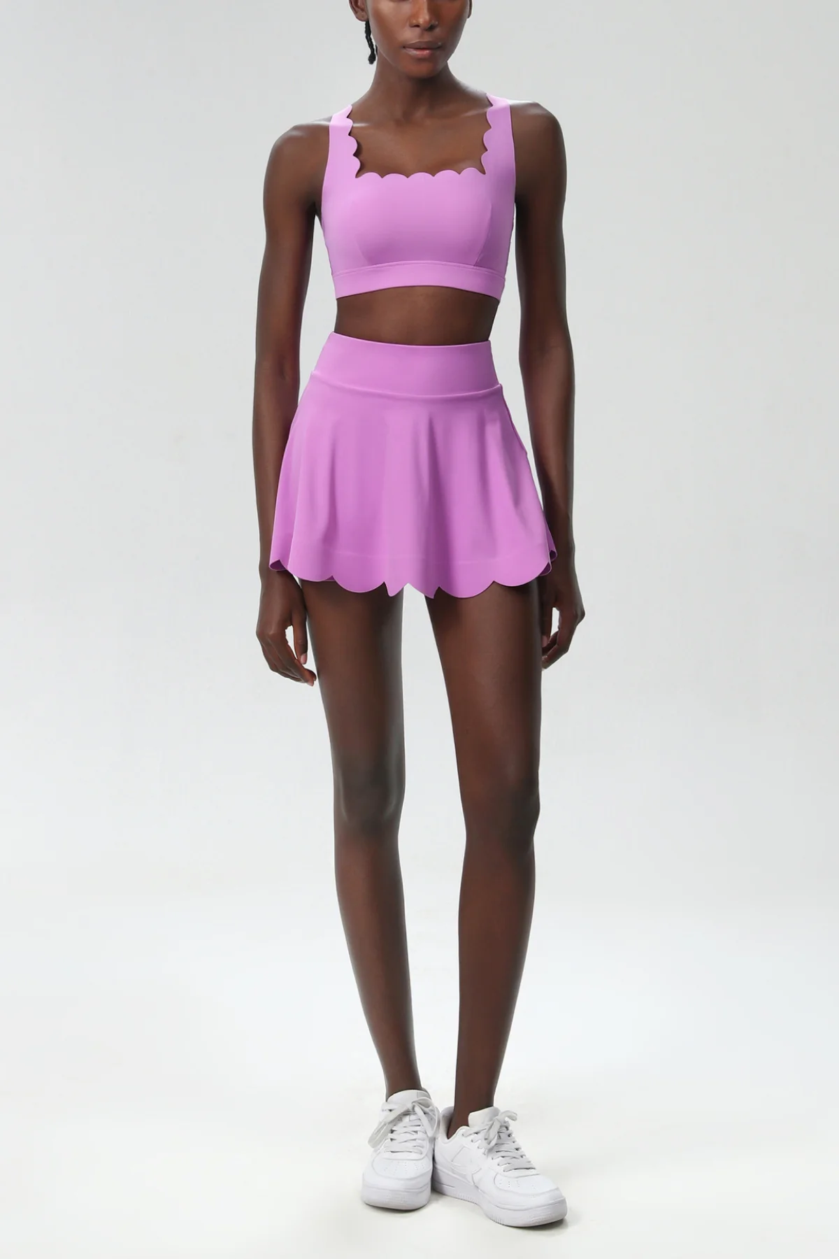 Purple Ruffled Bodycon Skirt Set - Elegant Design