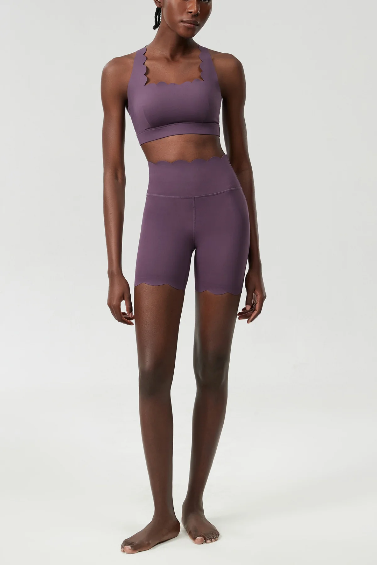 Deep Purple Cross Wave Bodycon Pants Set
